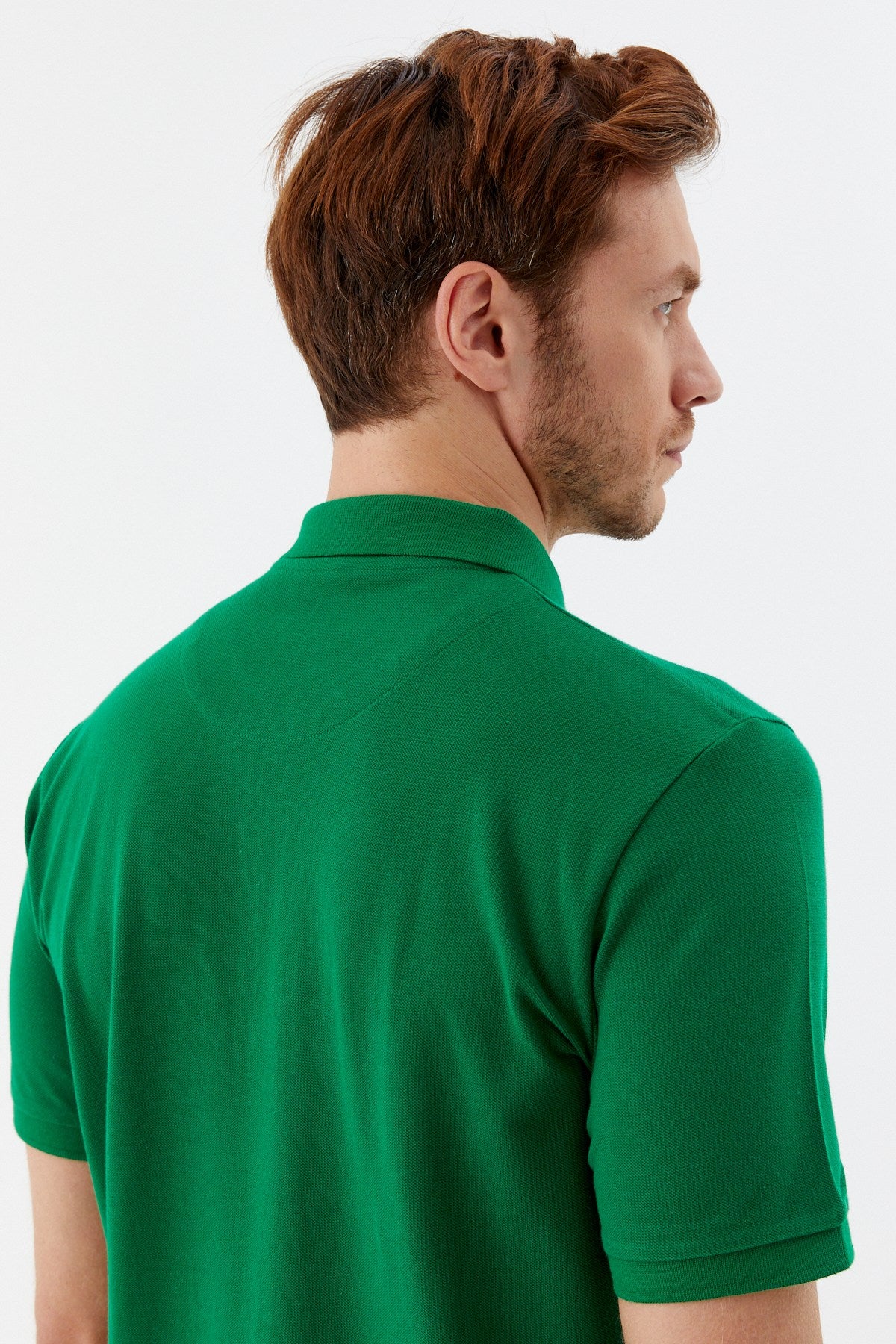 Yeşil %100 Pamuk Regular Fit Klasik Polo Yaka T-Shirt