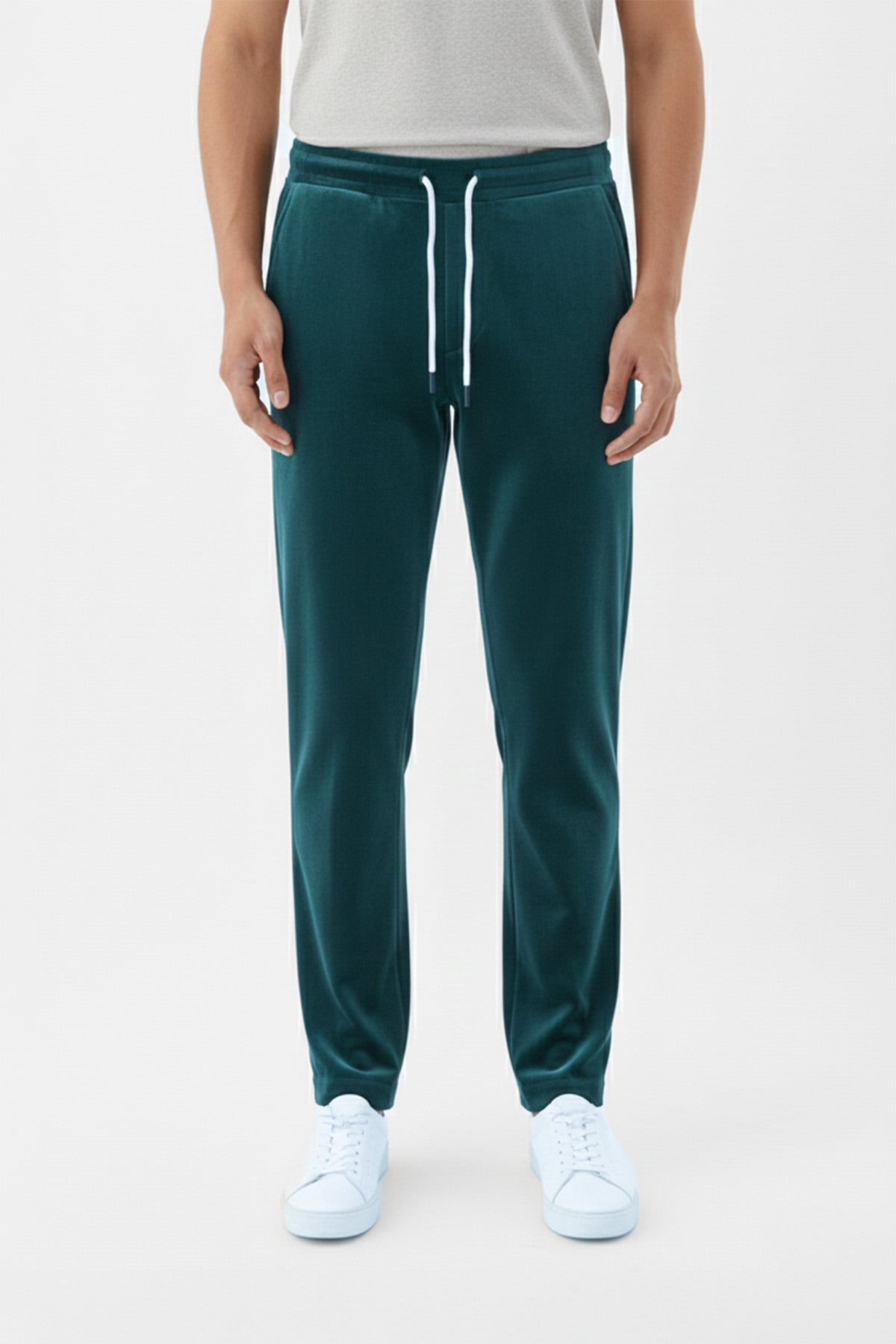 Giotelli Erkek Yeşil Normal Kesim Regular Fit Pamuklu Örme Bel Lastikli Jogger Eşofman Altı