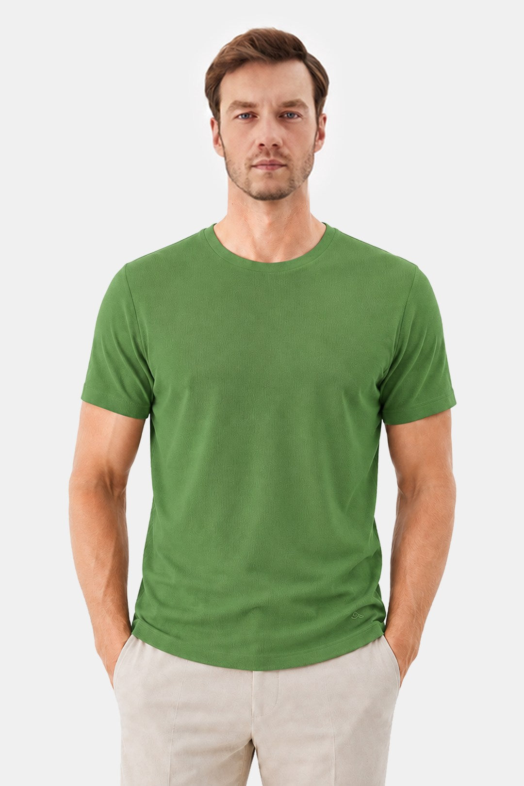 Yosun Yeşili SUPERFINE MERSERIZE COTTON T-SHIRT