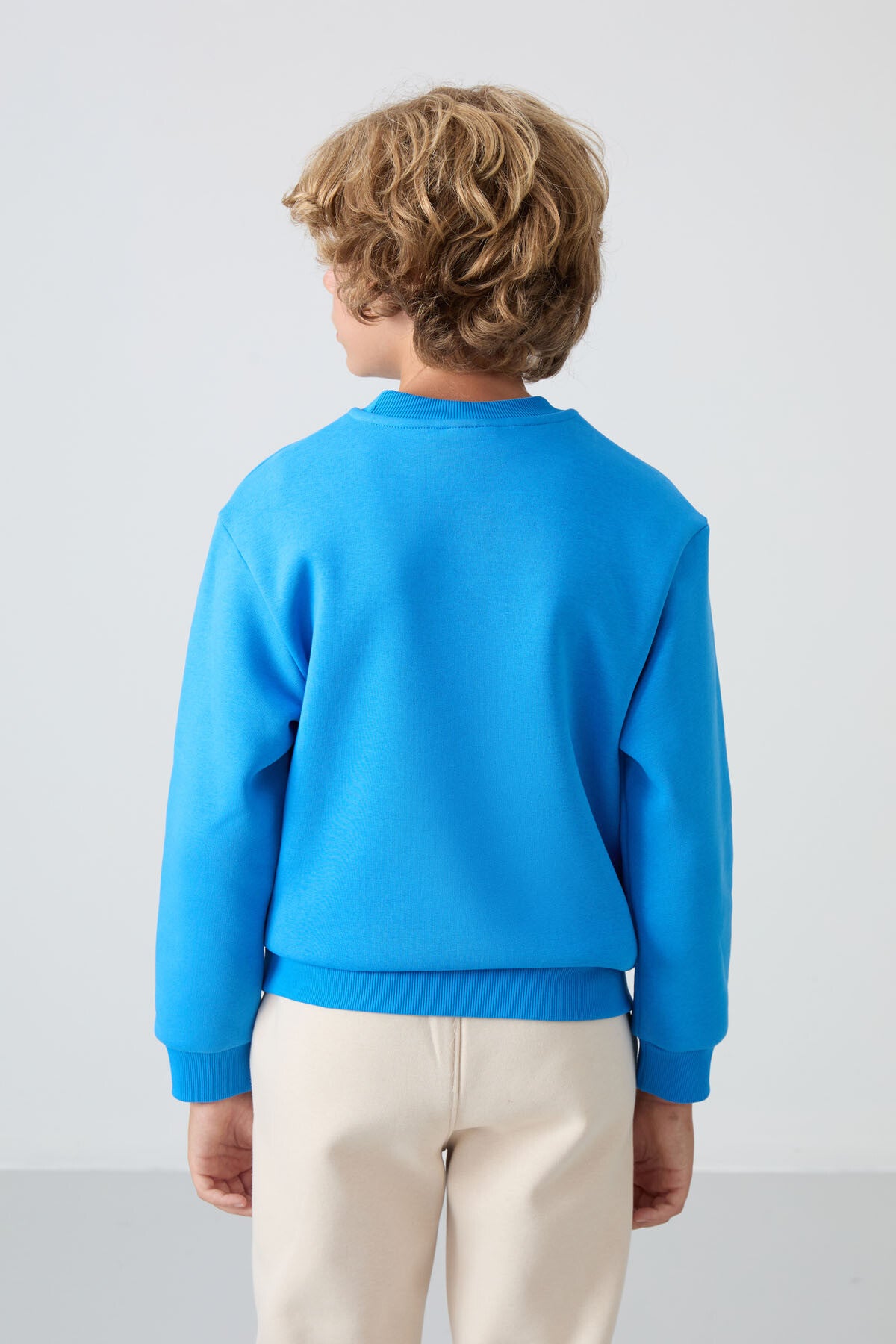 Saks Pamuklu Kalın İçi Tüylü Yumuşak Dokulu Standart Fit Nakışlı Erkek Çocuk Sweatshirt - 11232