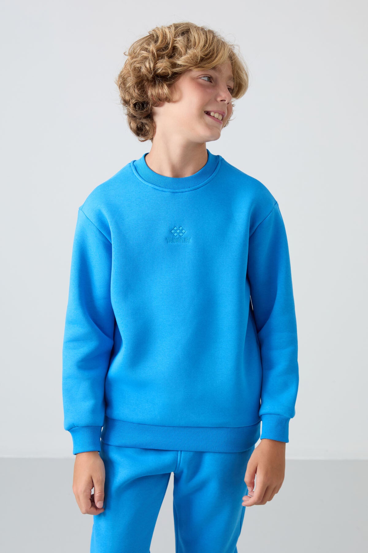 Saks Pamuklu Kalın İçi Tüylü Yumuşak Dokulu Standart Fit Nakışlı Erkek Çocuk Eşofman Takım - 11249