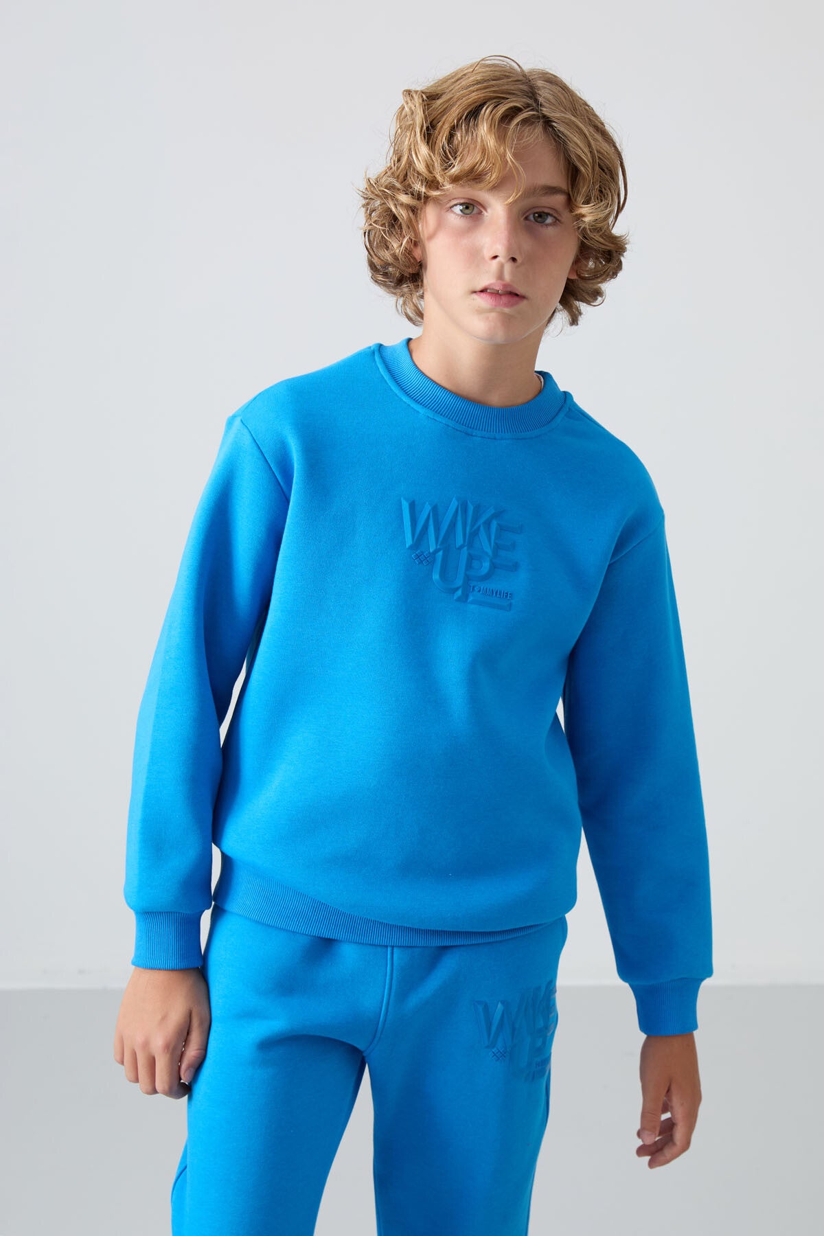 Saks Pamuklu Kalın İçi Tüylü Yumuşak Dokulu Standart Fit Baskılı Erkek Çocuk Eşofman Takım - 11253