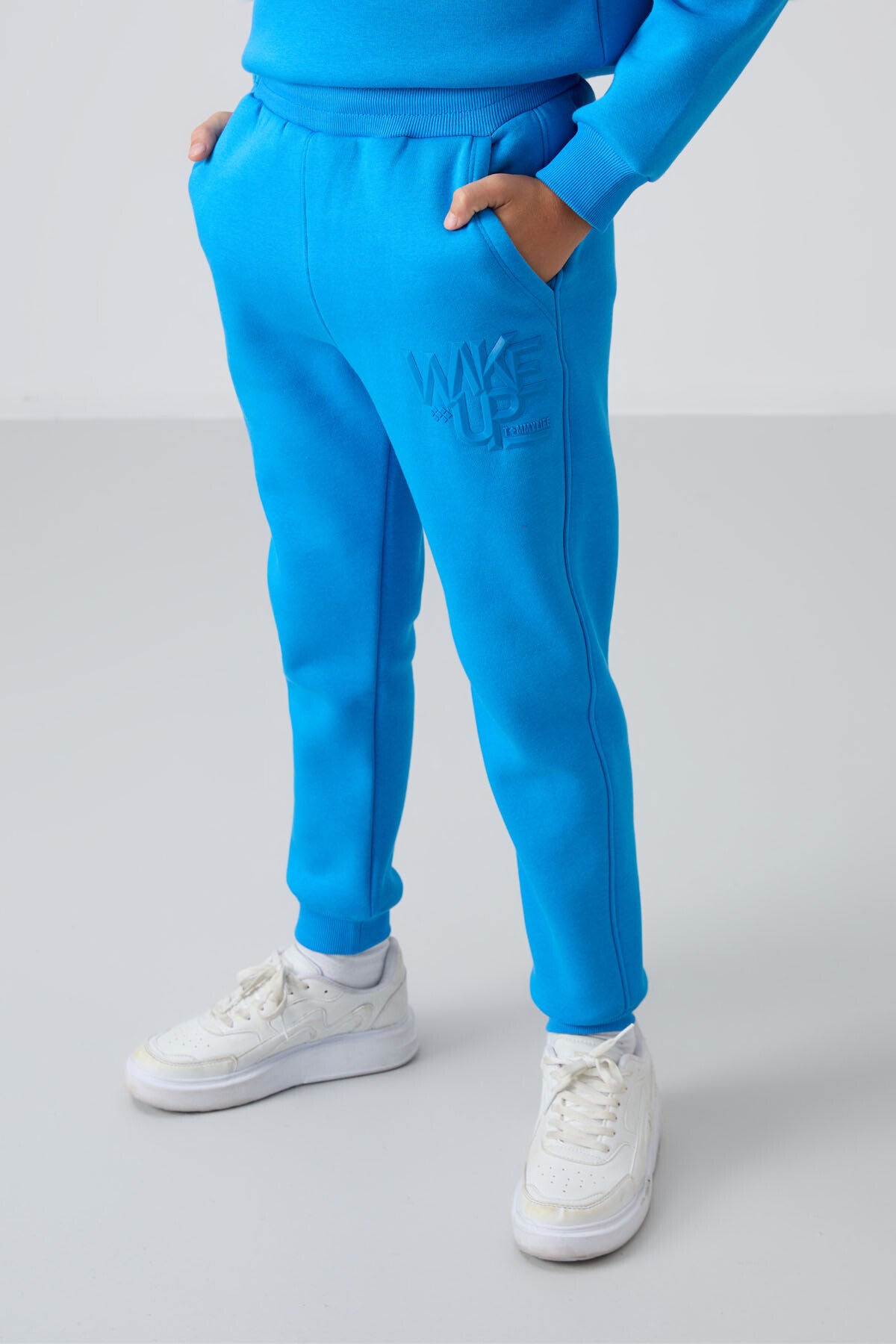 Saks Pamuklu Kalın İçi Tüylü Yumuşak Dokulu Standart Fit Baskılı Erkek Çocuk Eşofman Takım - 11253