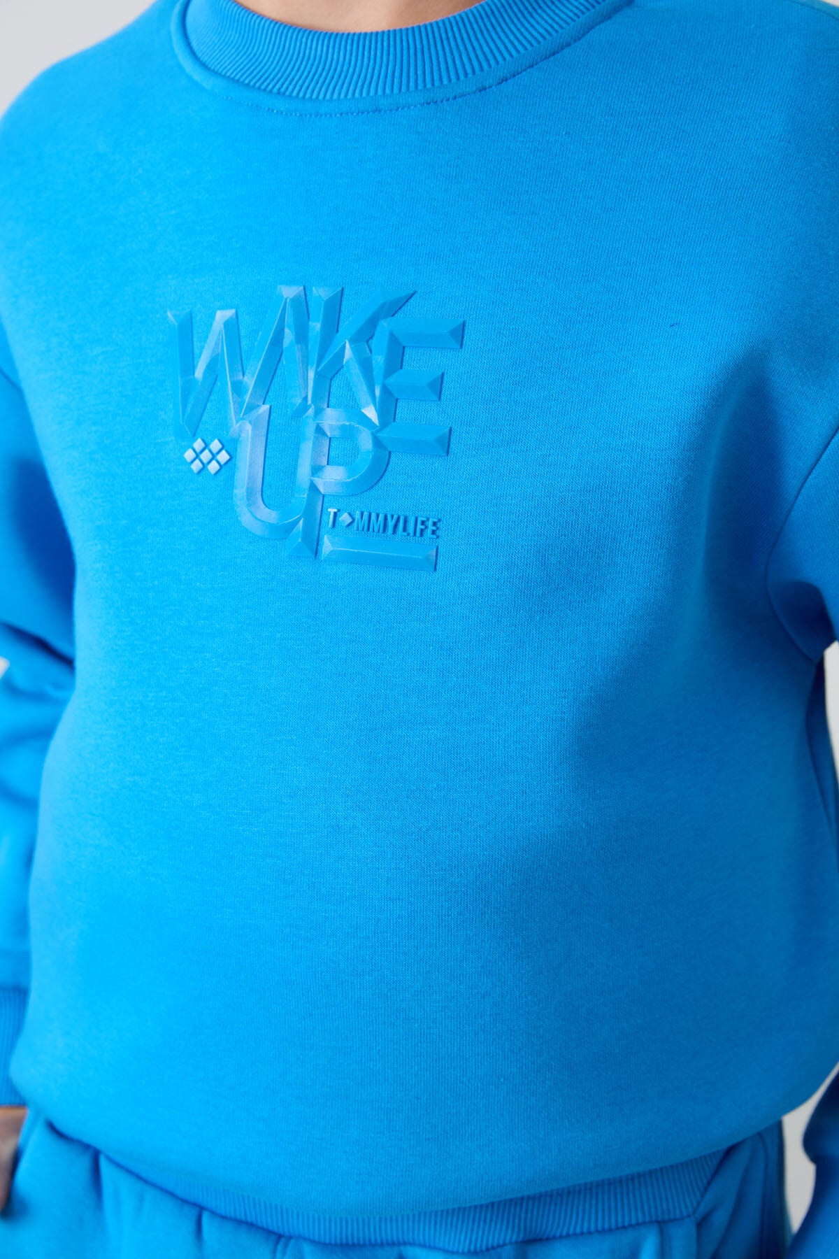 Saks Pamuklu Kalın İçi Tüylü Yumuşak Dokulu Standart Fit Baskılı Erkek Çocuk Eşofman Takım - 11253