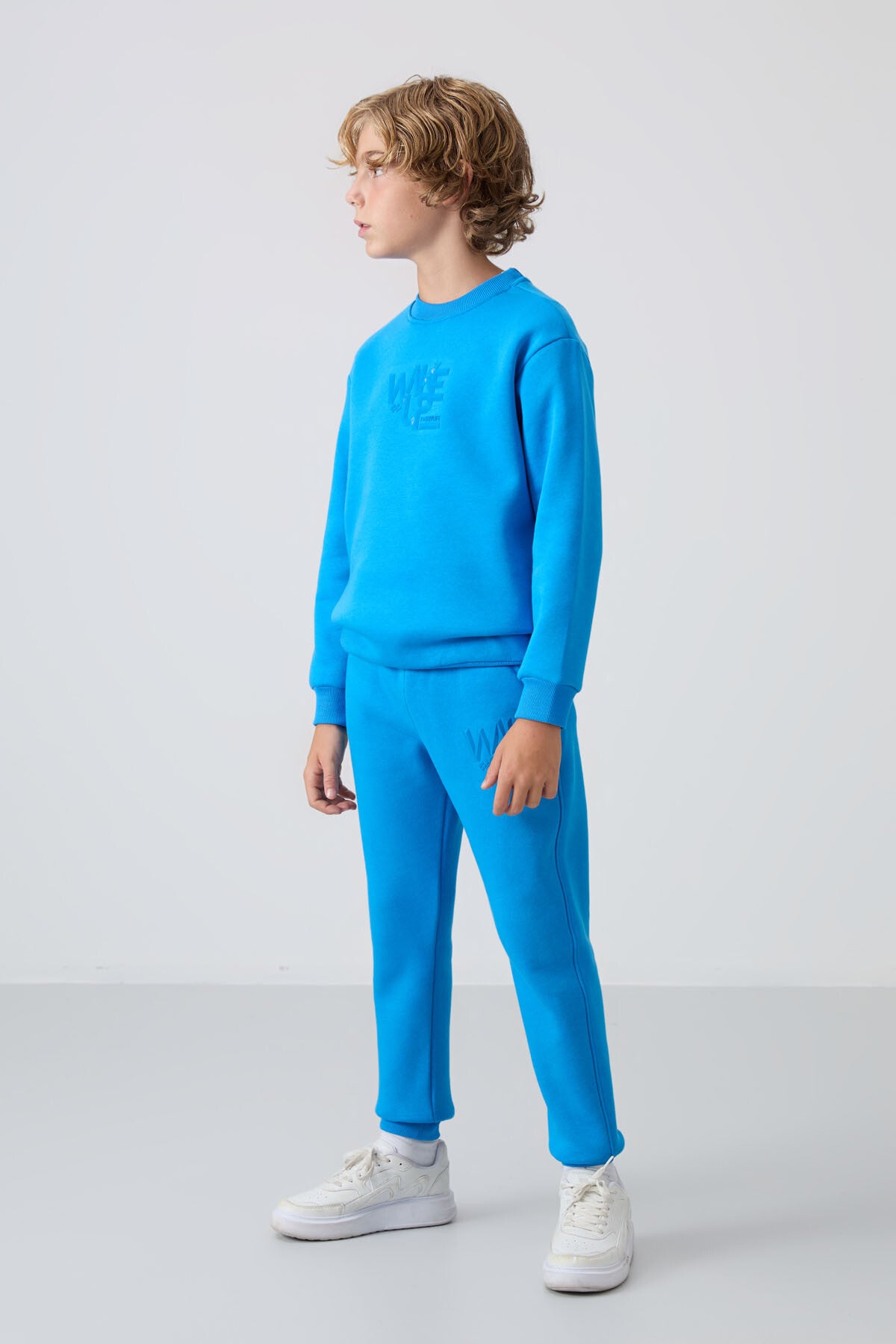 Saks Pamuklu Kalın İçi Tüylü Yumuşak Dokulu Standart Fit Baskılı Erkek Çocuk Eşofman Takım - 11253