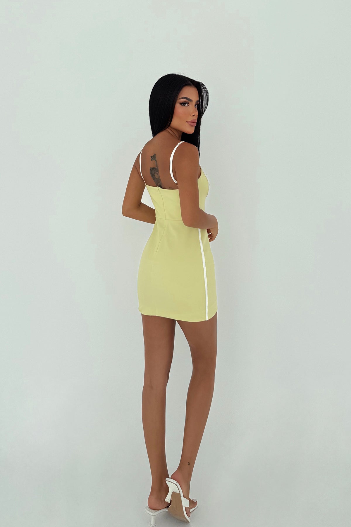 Sarı Orelia Mini Elbise ATE-3438