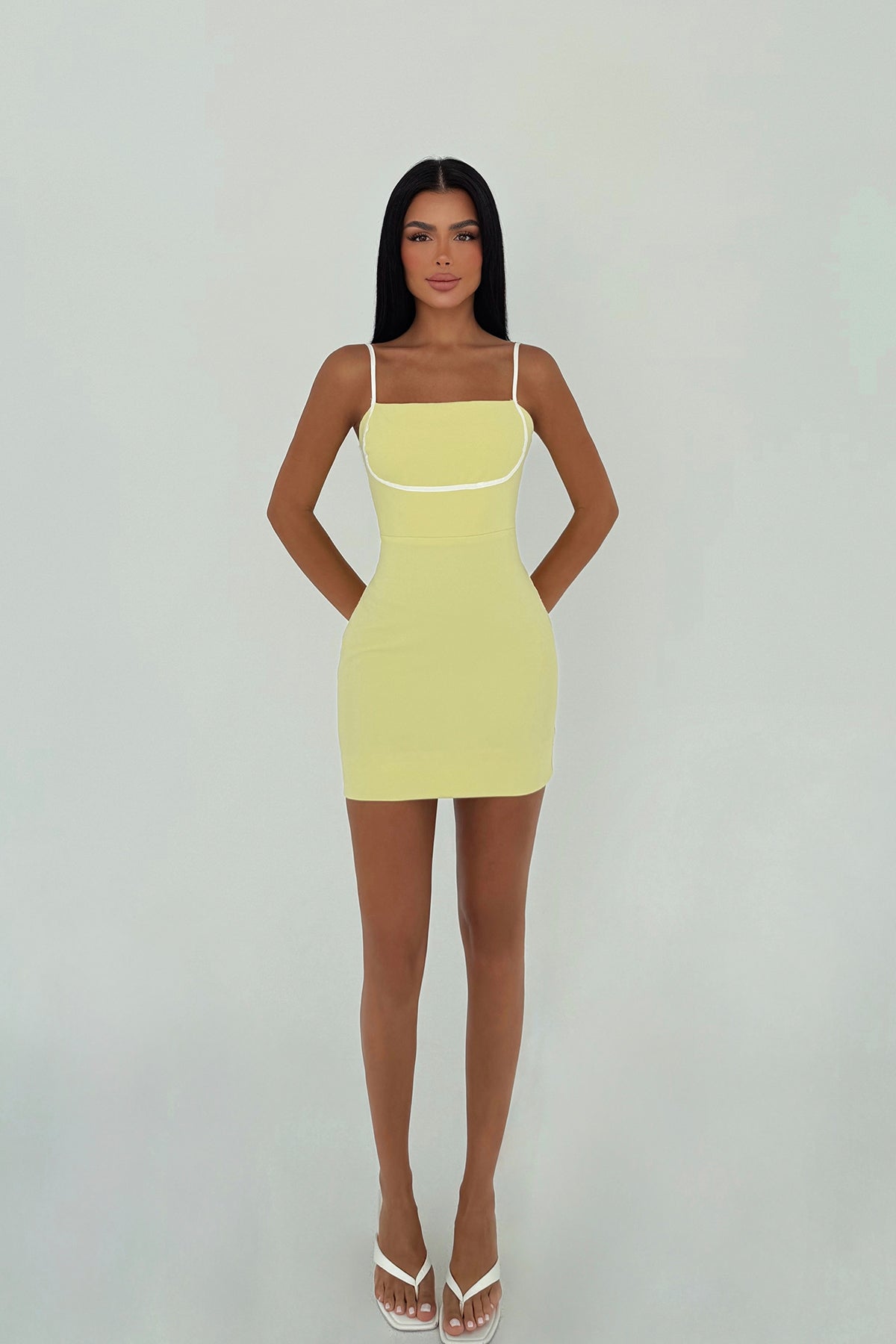 Sarı Orelia Mini Elbise ATE-3438