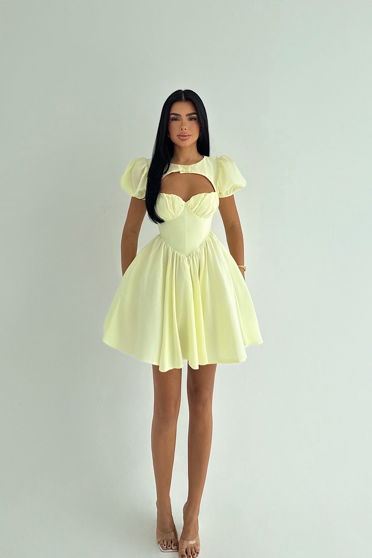 Sarı Mollie Mini Elbise ATE-3240