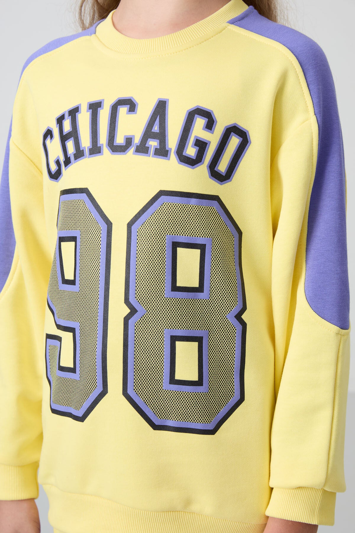 Sarı Pamuklu İçi Tüylü Yumuşak Dokulu Standart Fit Baskılı Kız Çocuk Eşofman Takım - 75170