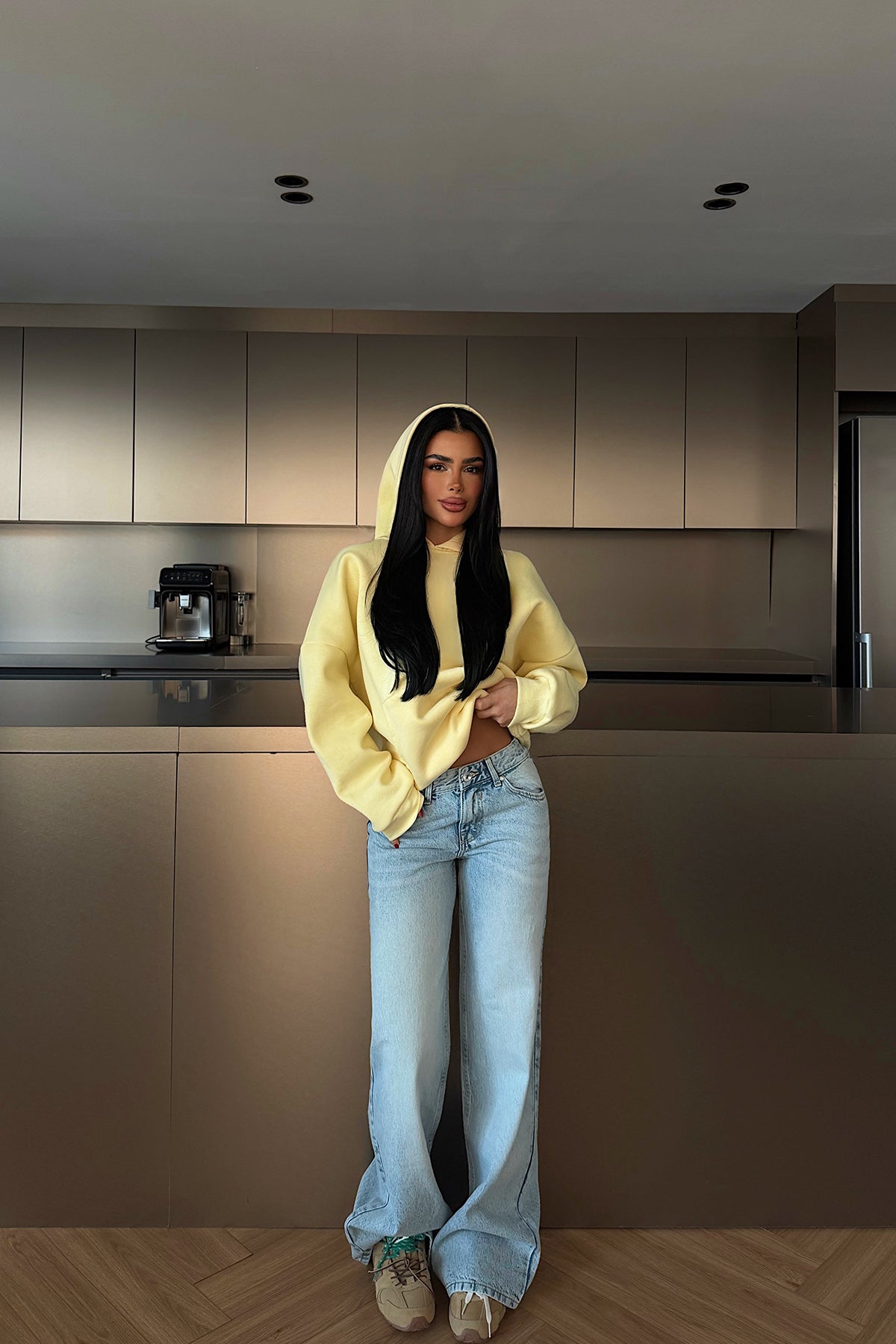 Sarı Lowell Taşlı Sweatshirt ATE-4515