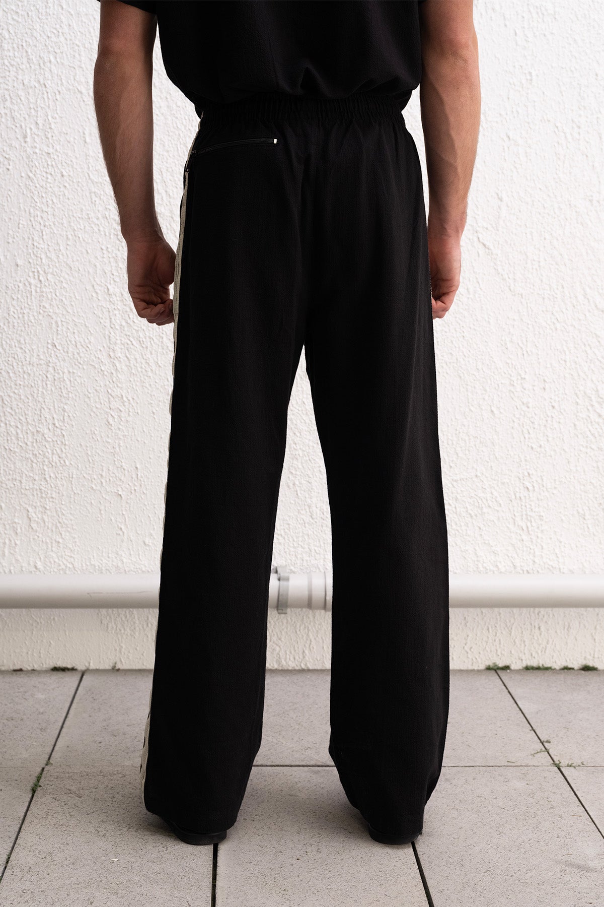 ŞERİT DETAYLI SİYAH PANTOLON - SİYAH XL