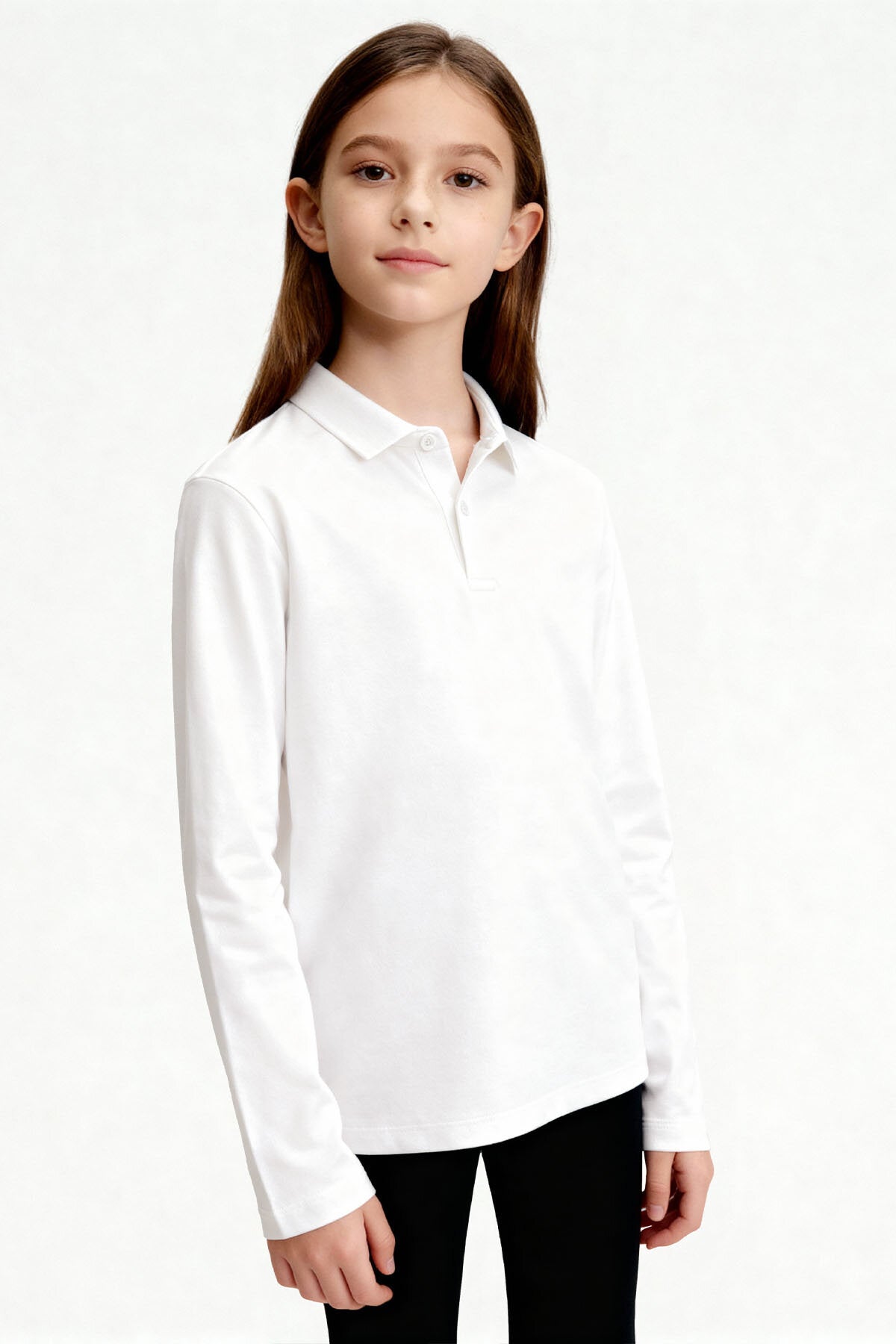 Basic Polo Yaka 3'lü Paket Siyah-Beyaz-Çağla Unisex Çocuk T-Shirt - 11170
