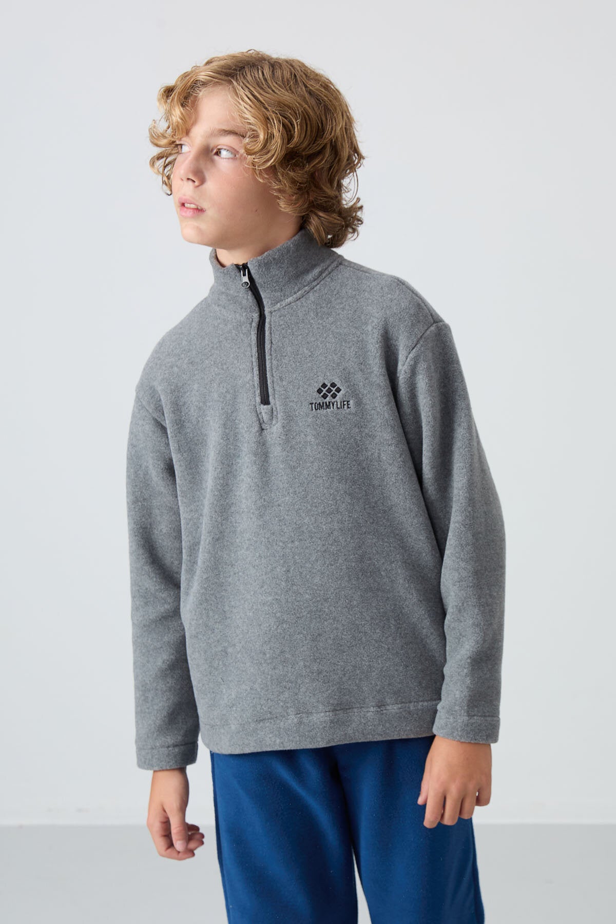 Standart Fit 2'li Paket Siyah-Gri Melanj Erkek Çocuk Polar Sweatshirt - 11221