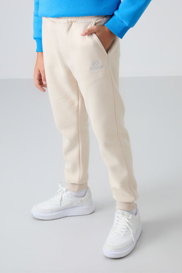 Standart Fit Basic 2'li Paket Lacivert-Bej Erkek Çocuk Eşofman Alt - 11224