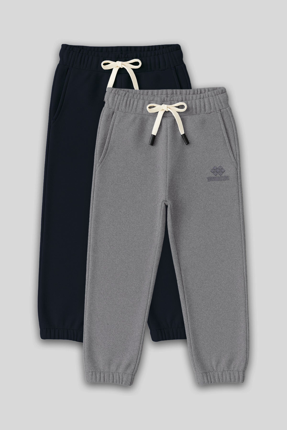 Standart Fit Basic 2'li Paket Lacivert-Gri Melanj Erkek Çocuk Eşofman Alt - 11225