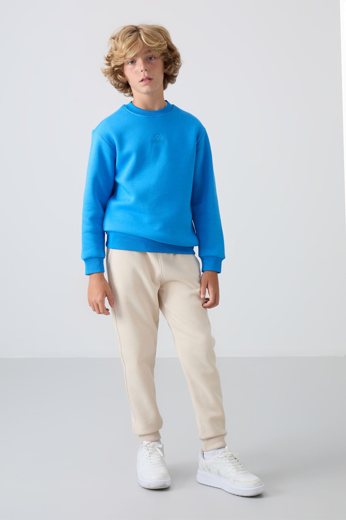 Standart Fit 2'li Paket Lacivert-Saks Erkek Çocuk Sweatshirt - 11232