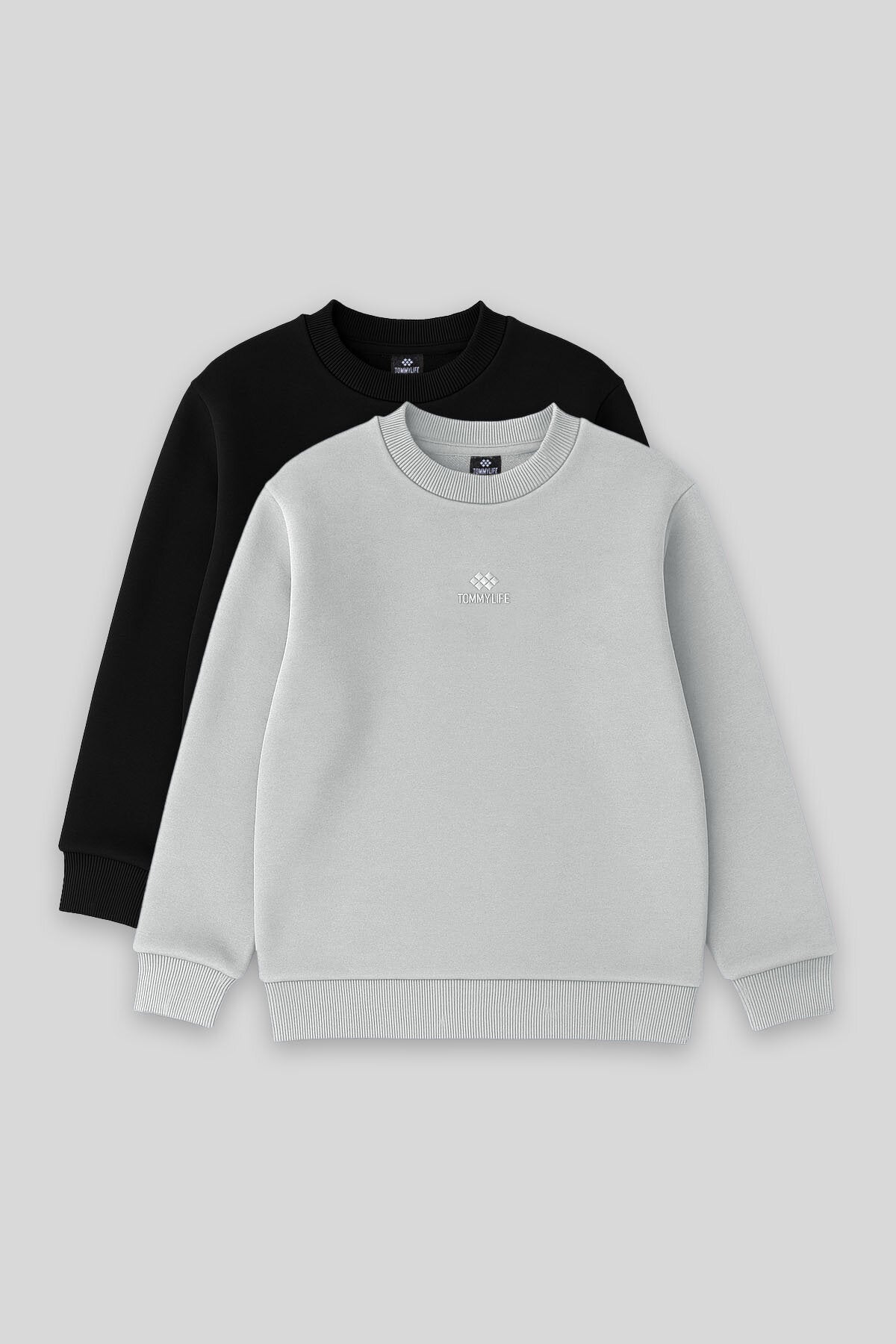 Standart Fit 2'li Paket Siyah-Taş Erkek Çocuk Sweatshirt - 11232