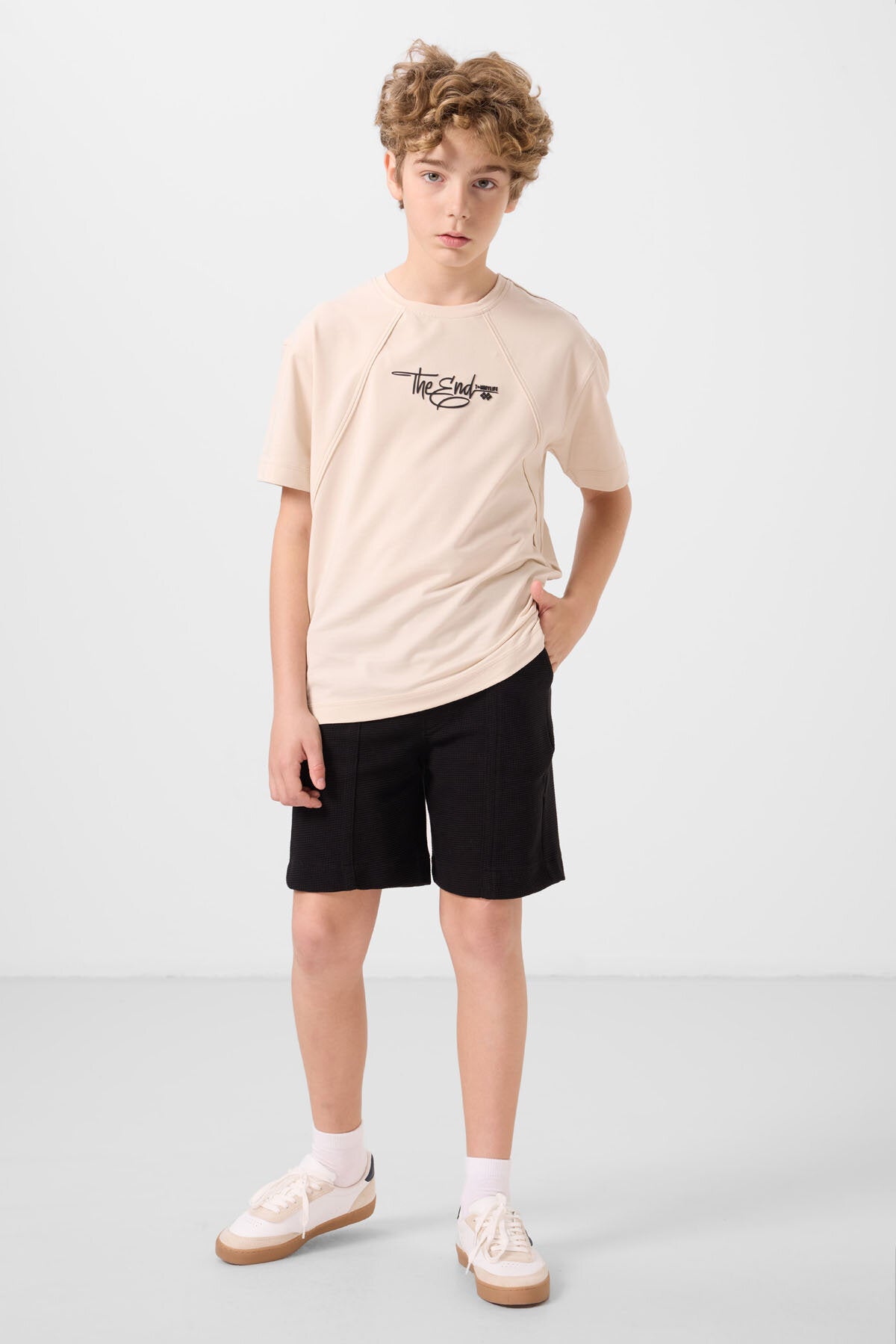 Standart Fit Basic 3'lü Paket Siyah-Haki-Bej Erkek Çocuk Şort - 11289