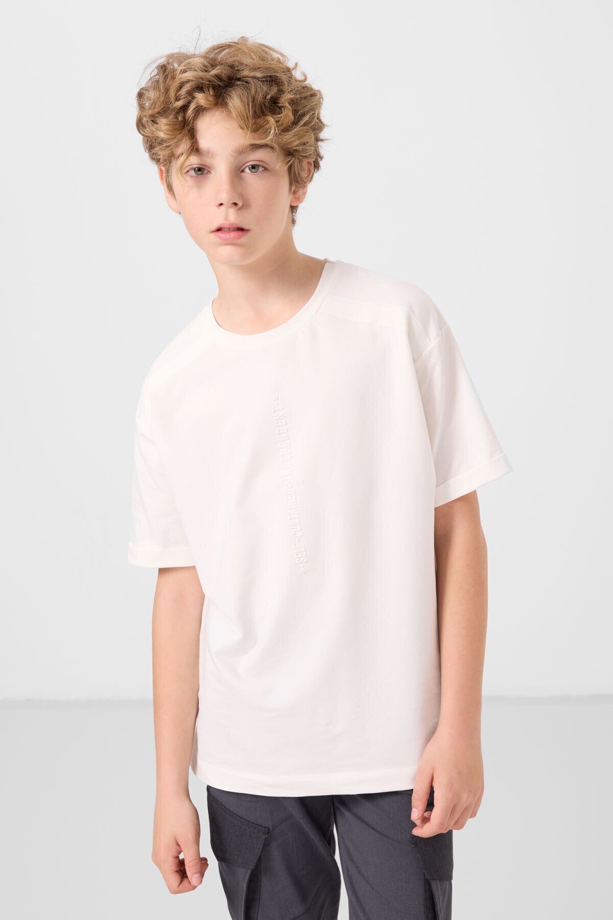 Oversize Baskılı 3'lü Paket Antrasit-Ekru-Taş Erkek Çocuk T-Shirt - 11301