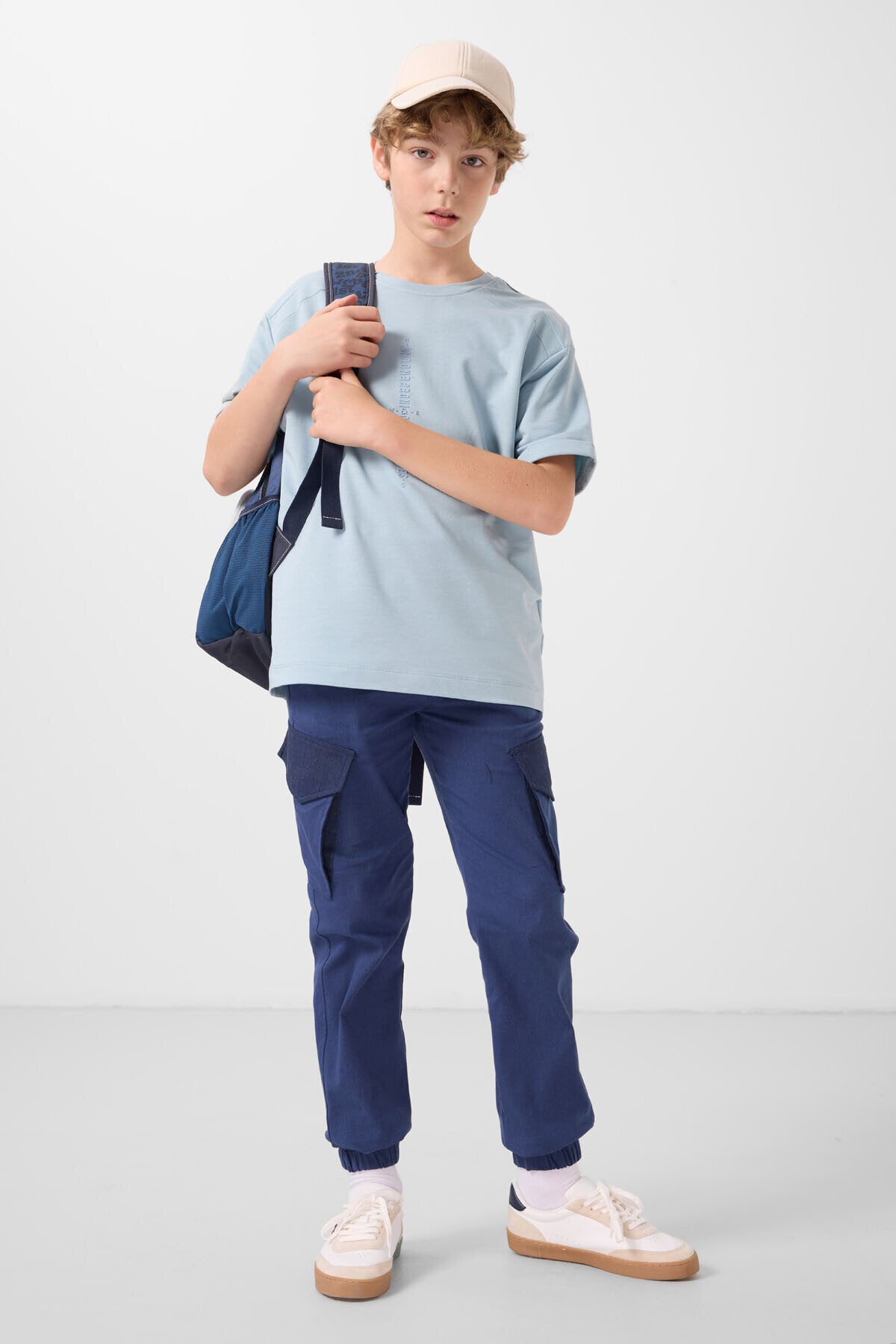 Oversize Baskılı 3'lü Paket Siyah-Fiesta-Açık Mavi Erkek Çocuk T-Shirt - 11301