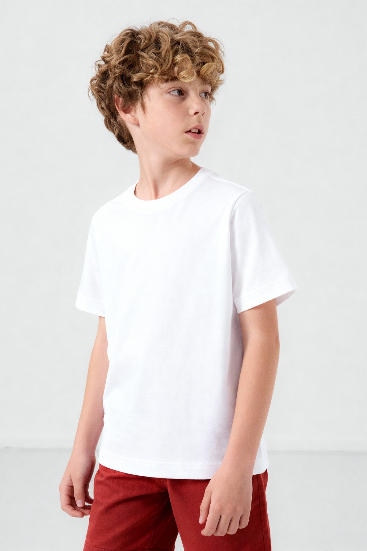 Standart Fit Basic O Yaka 2'li Paket Beyaz Unisex Çocuk T-Shirt