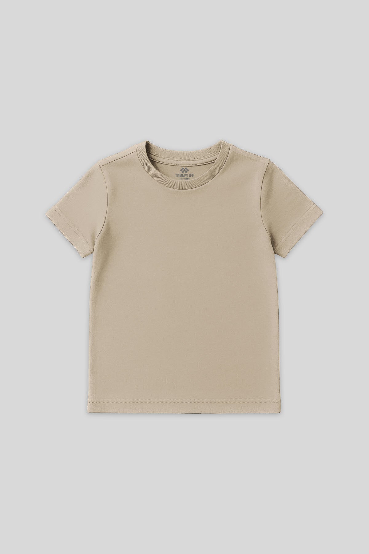 Standart Fit Basic O Yaka 3'lü Paket Lacivert-Bej-Koyu Mavi Unisex Çocuk T-Shirt - 11328