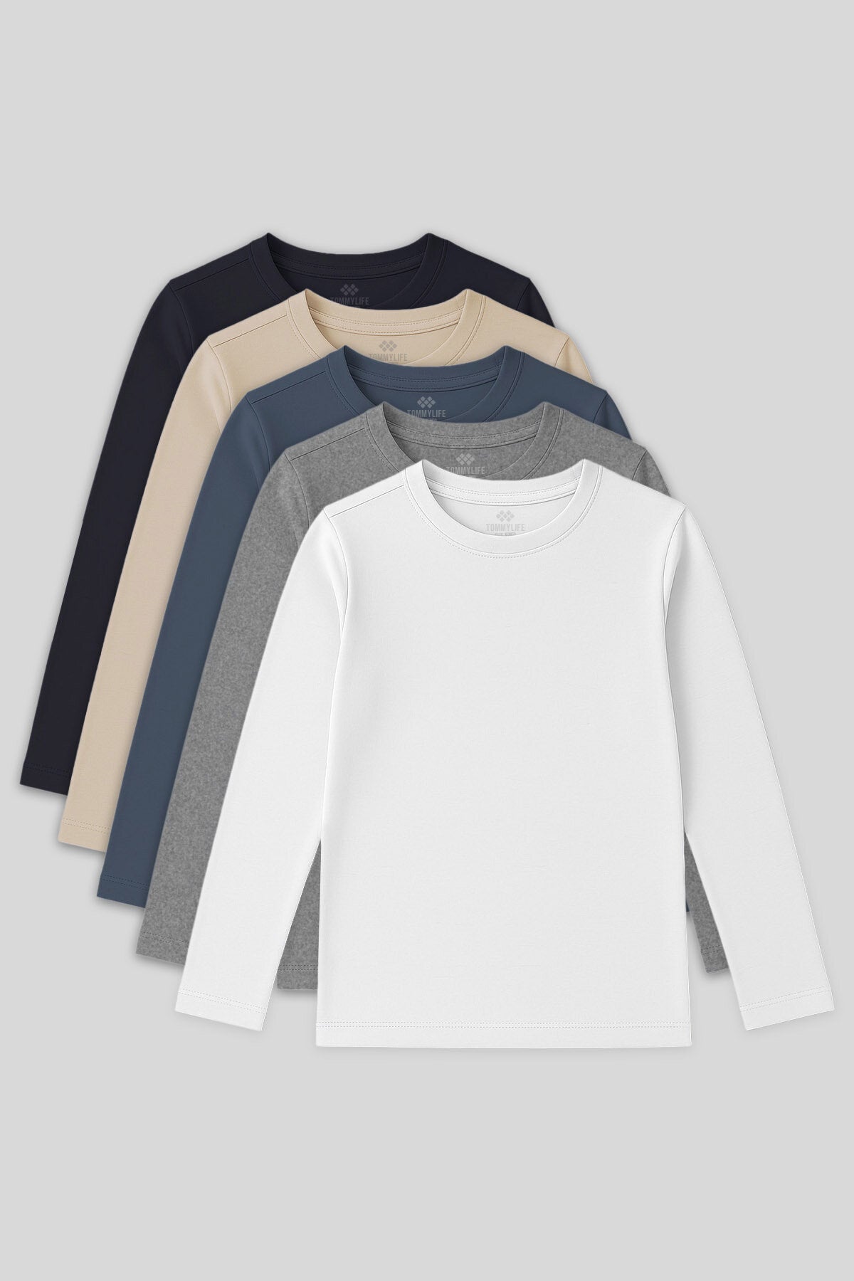Standart Fit Basic O Yaka 5'li Paket Unisex Çocuk T-Shirt - 11329