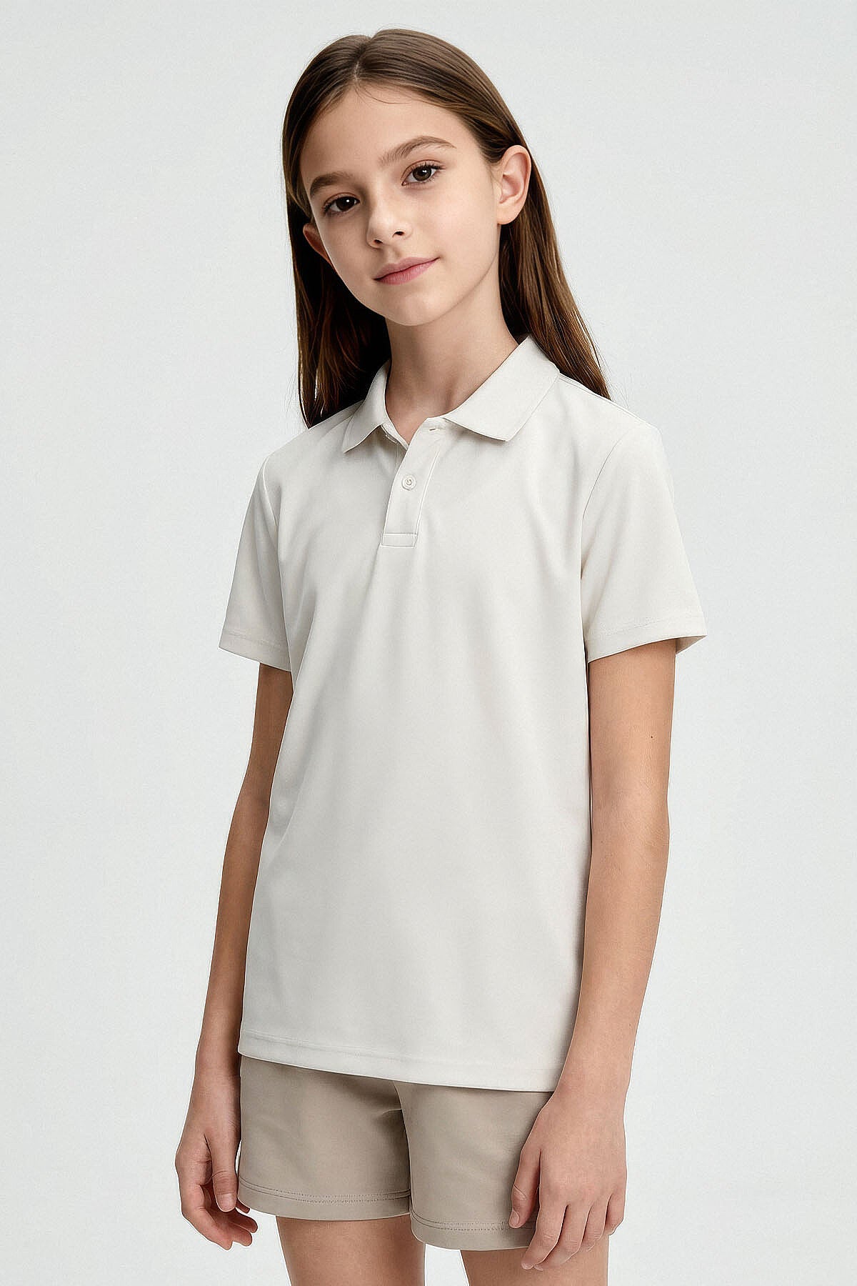 Standart Fit Basic Polo Yaka 3'lü Paket Siyah-Haki-Ekru Unisex Çocuk T-Shirt - 11330