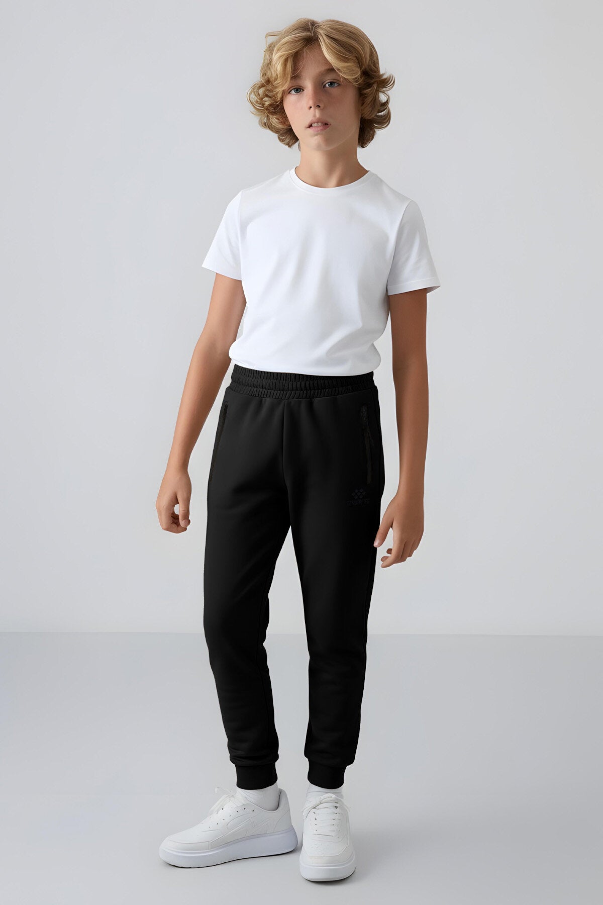 Standart Fit Basic 2'li Paket Siyah-Gri Melanj Erkek Çocuk Eşofman Alt - 64042