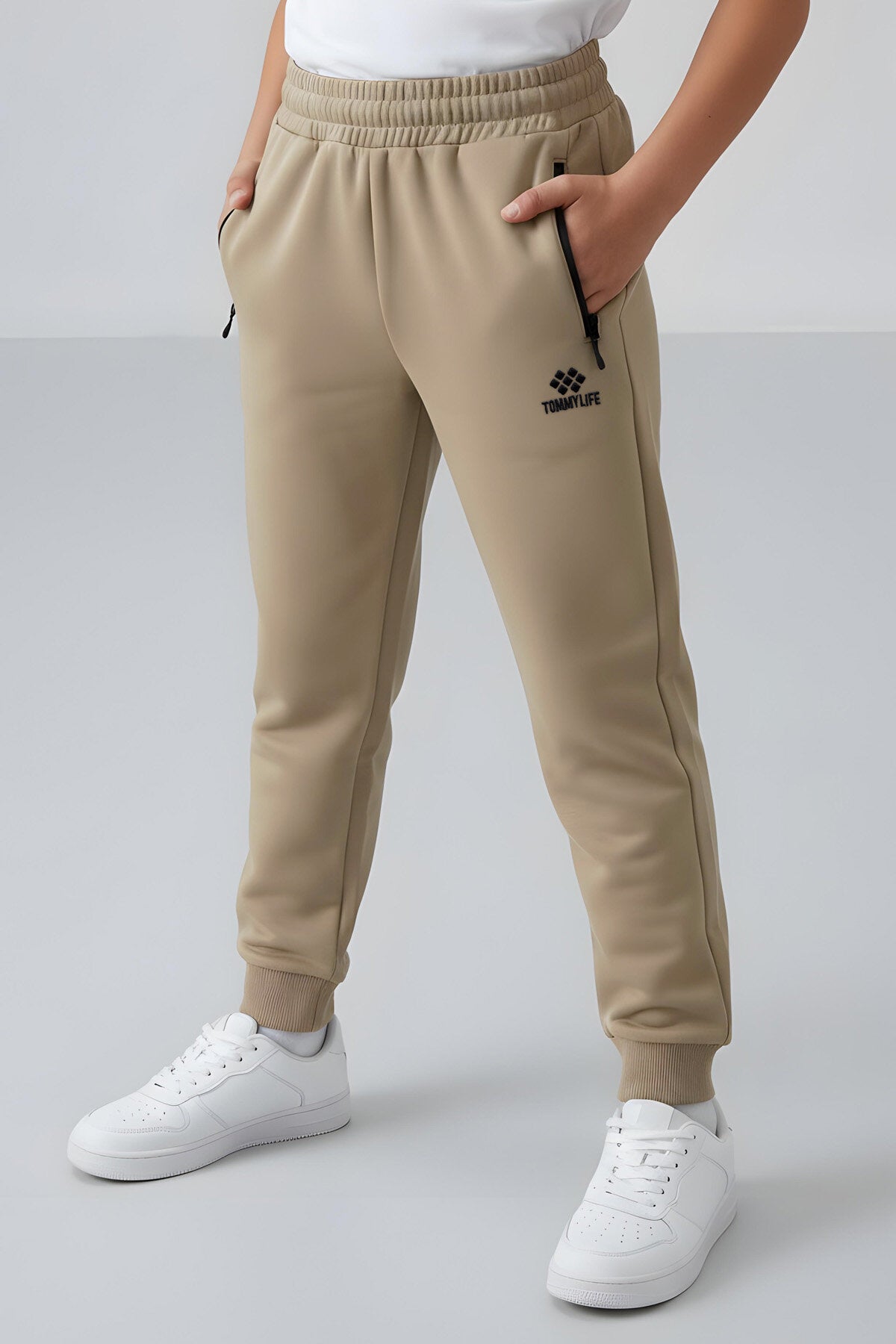 Standart Fit Basic 2'li Paket Siyah-Koyu Bej Erkek Çocuk Eşofman Alt - 64042