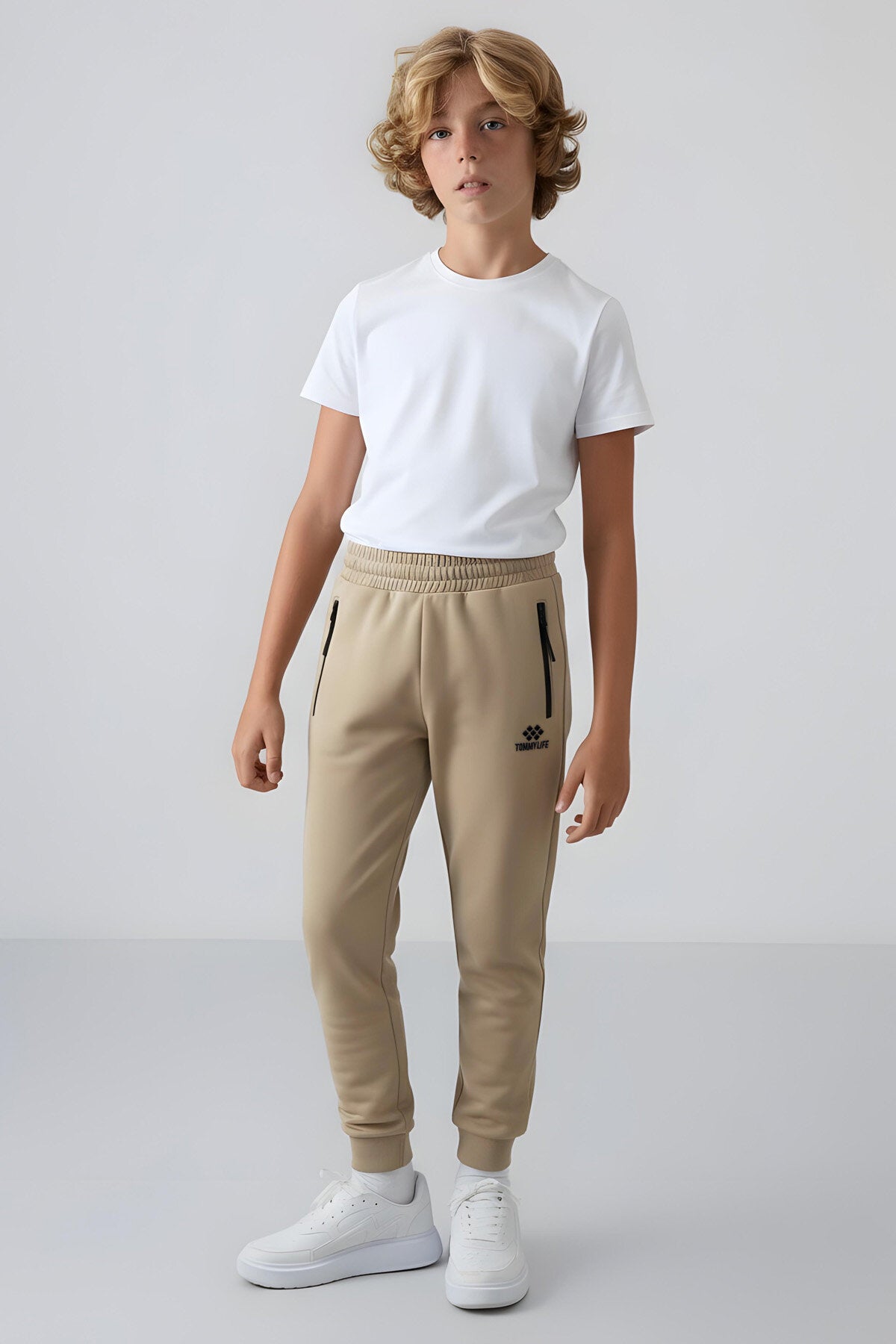 Standart Fit Basic 2'li Paket Siyah-Koyu Bej Erkek Çocuk Eşofman Alt - 64042