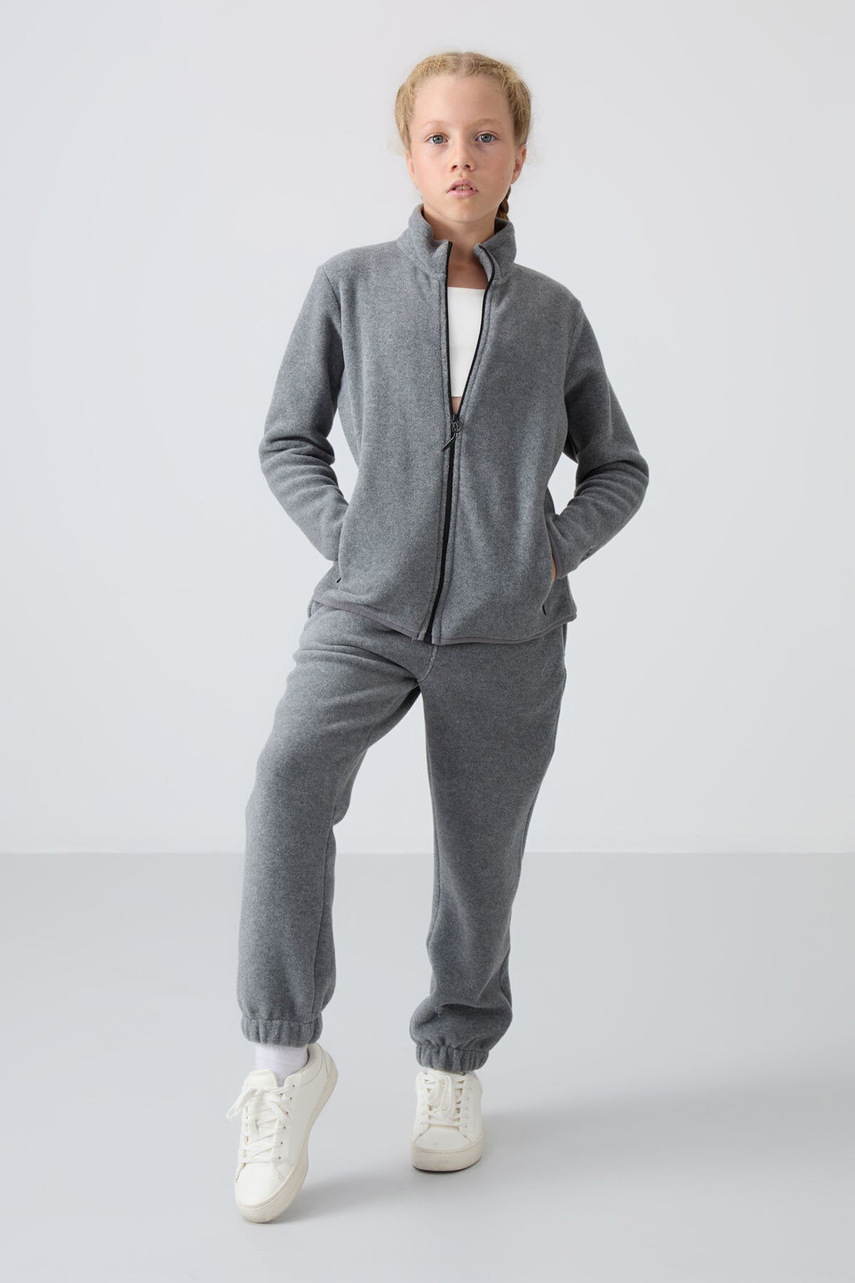 Standart Fit 2'li Paket Siyah-Gri Melanj Kız Çocuk Eşofman Alt - 75155