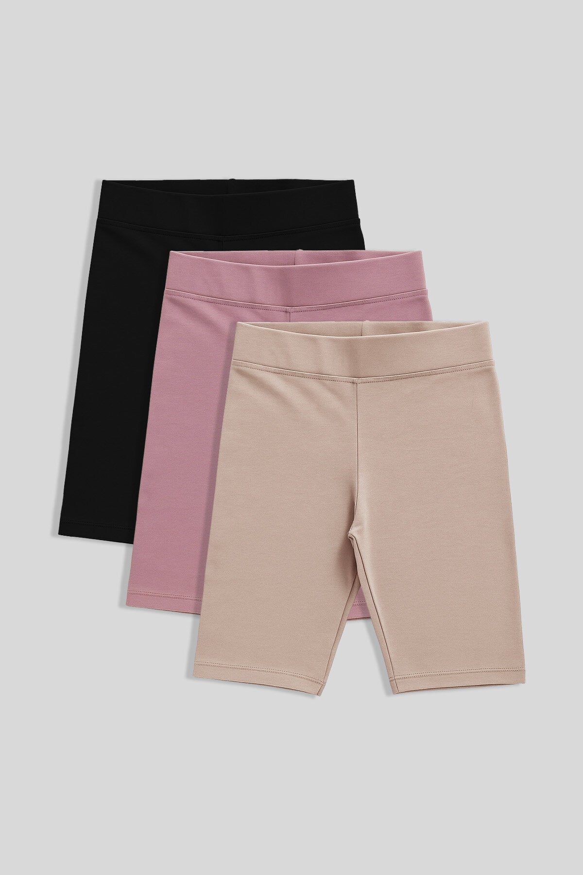 Standart Fit Basic 3'lü Paket Siyah-Gül Kurusu-Koyu Bej Kız Çocuk Tayt - 75188