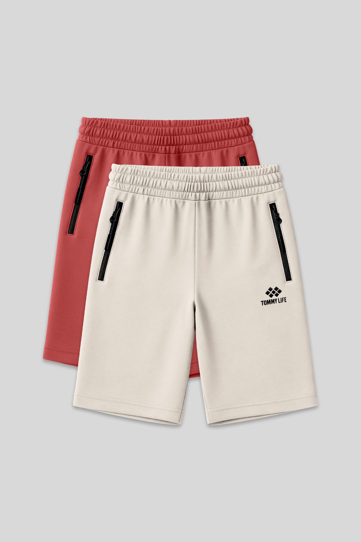 Standart Kalıp 2'li Paket Bej-Kiremit Erkek Şort - 81136