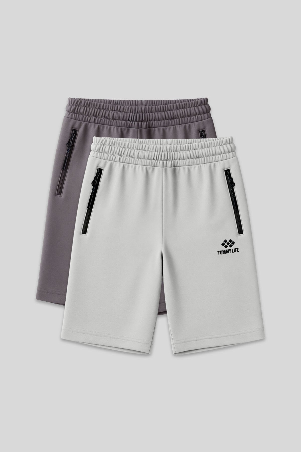 Standart Kalıp 2'li Paket Koyu Gri-Taş Erkek Şort - 81136