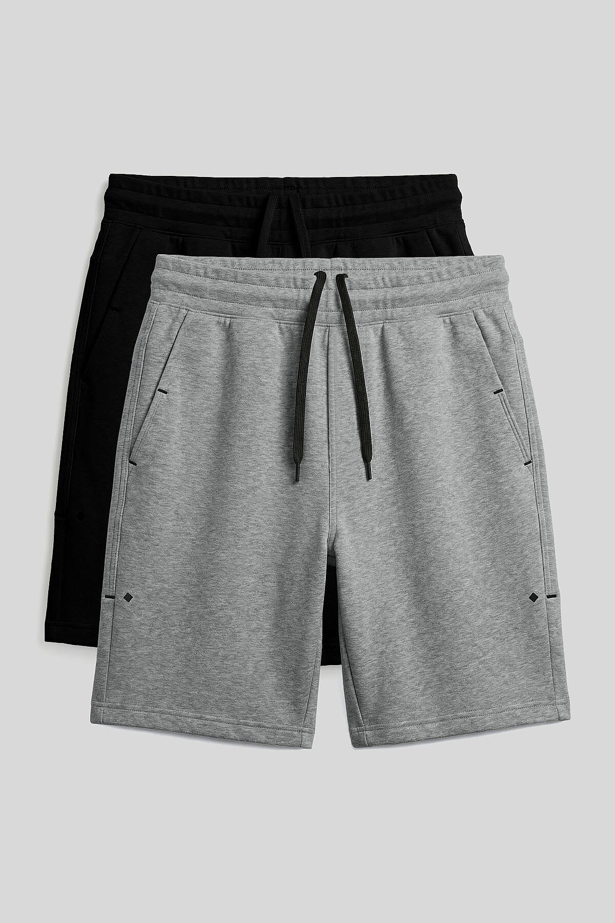 Rahat Form 2'li Paket Siyah-Gri Melanj Büyük Beden Erkek Şort - 81297