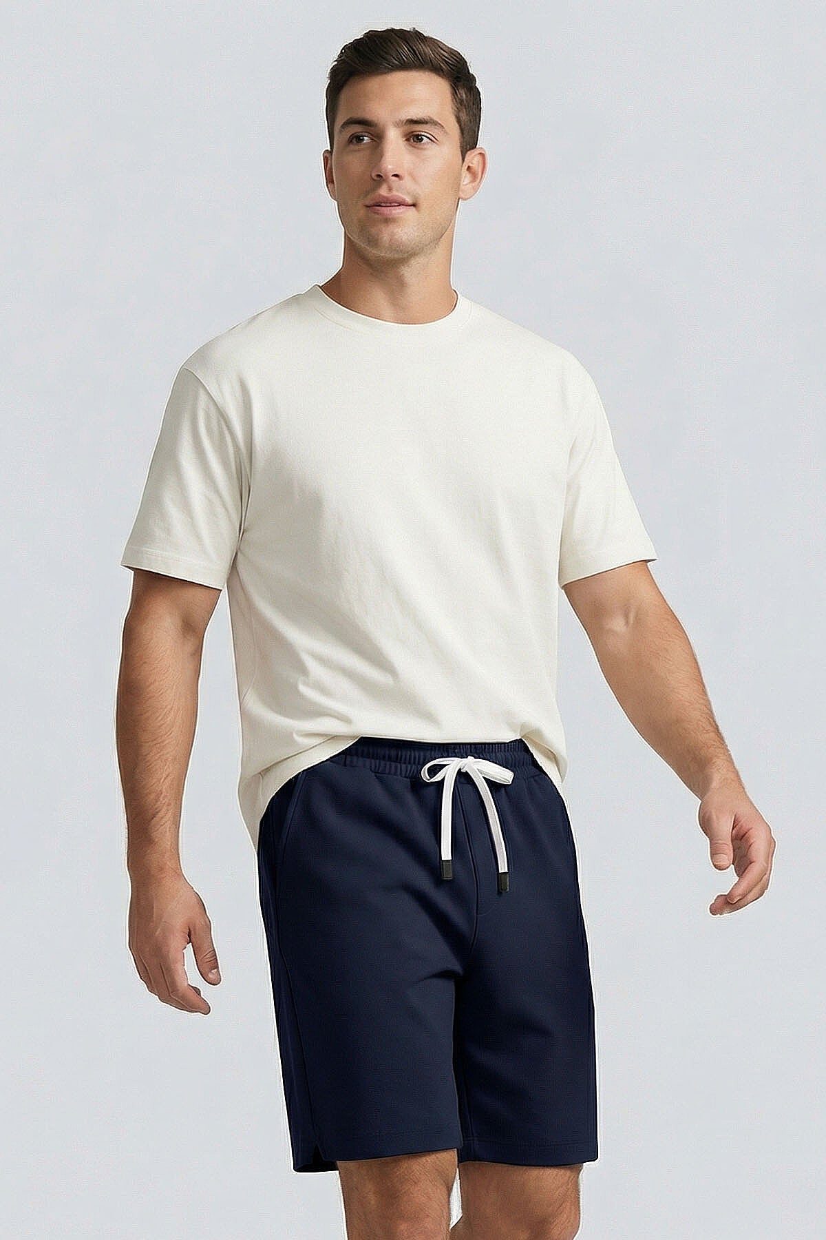 Standart Fit 3'lü Paket Siyah-Lacivert-Ekru Erkek Şort - 81314
