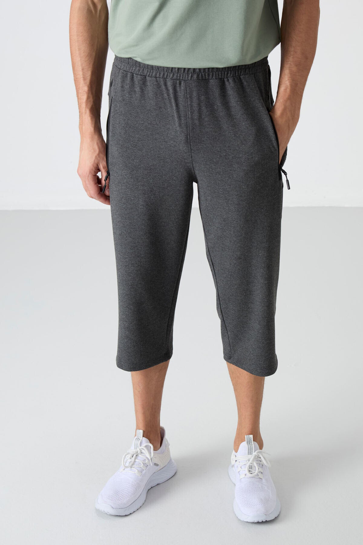 Standart Kalıp 3'lü Paket Lacivert-Antrasit Melanj-Petrol Erkek Kapri - 83091