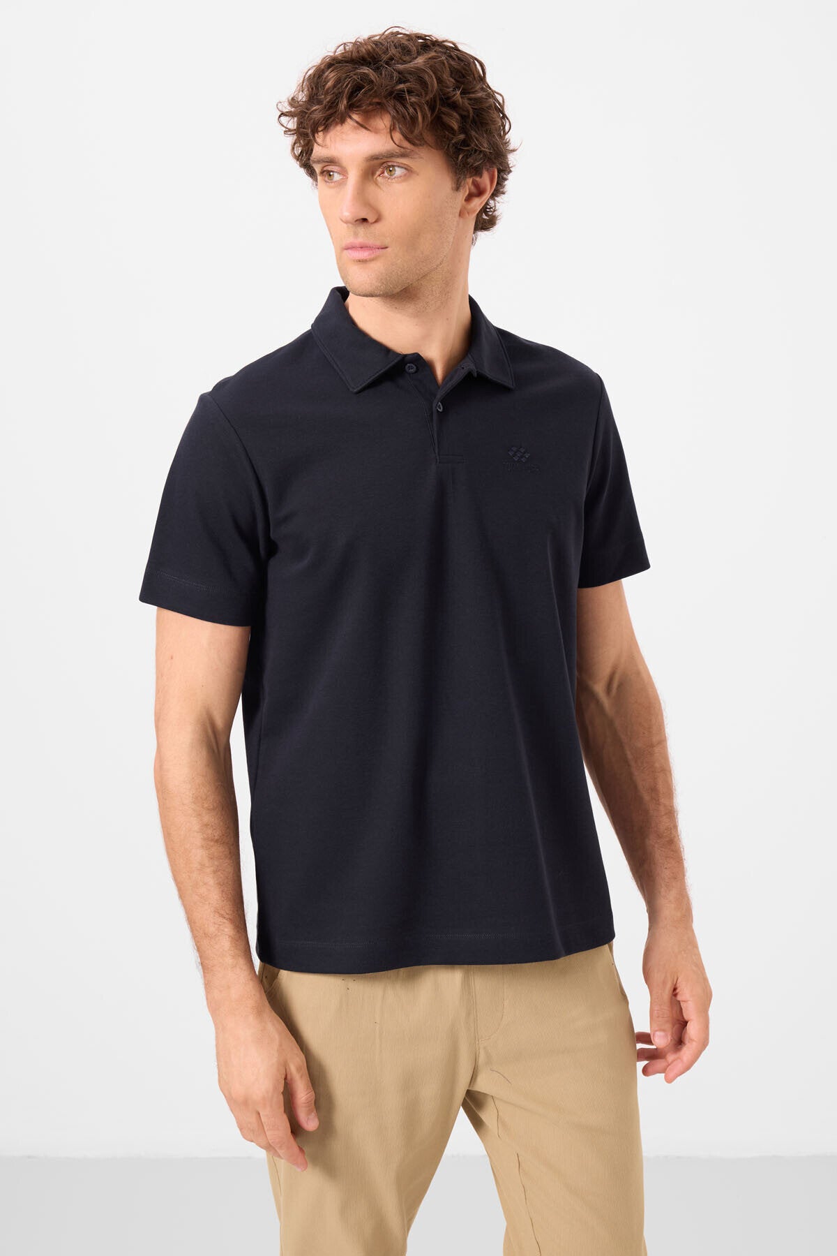 Standart Fit Basic Polo Yaka 3'lü Paket Beyaz-Lacivert-Kırmızı Erkek T-Shirt - 87748