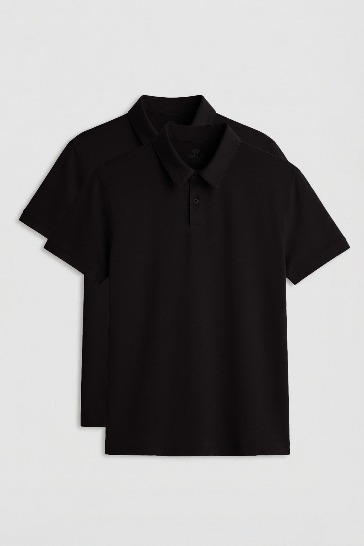 Standart Fit Basic Polo Yaka 2'li Paket Siyah Erkek T-Shirt - 87768