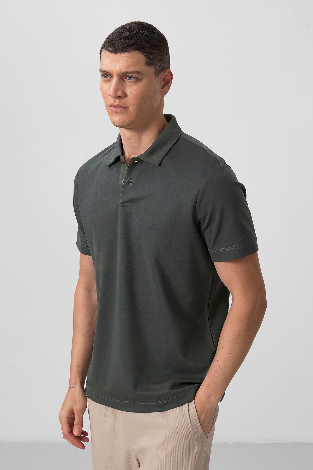 Standart Fit Basic Polo Yaka 3'lü Paket Siyah-Beyaz-Çağla Erkek T-Shirt 87768
