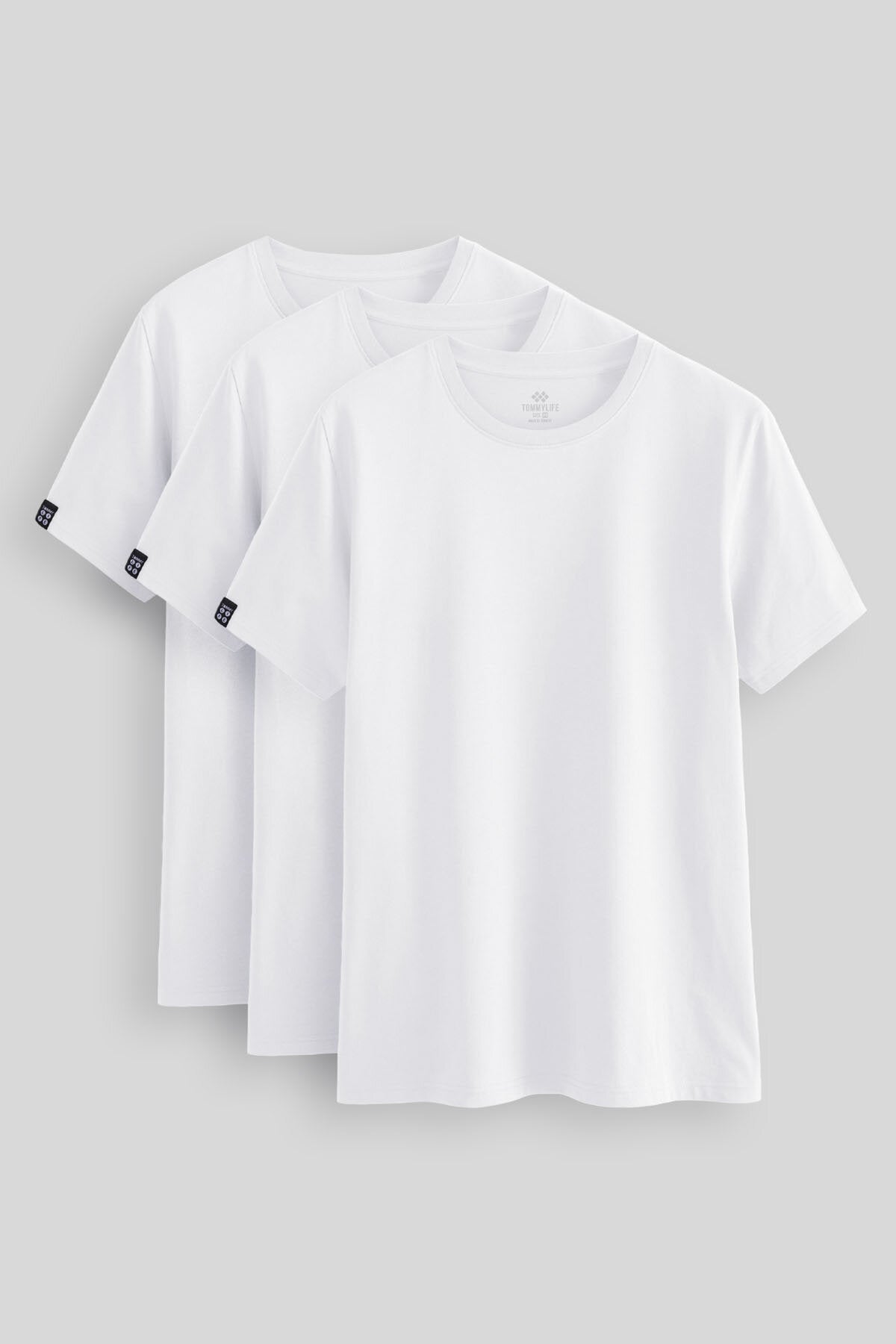 Standart Fit Basic O Yaka 3'lü Paket Beyaz Erkek T-Shirt 87911
