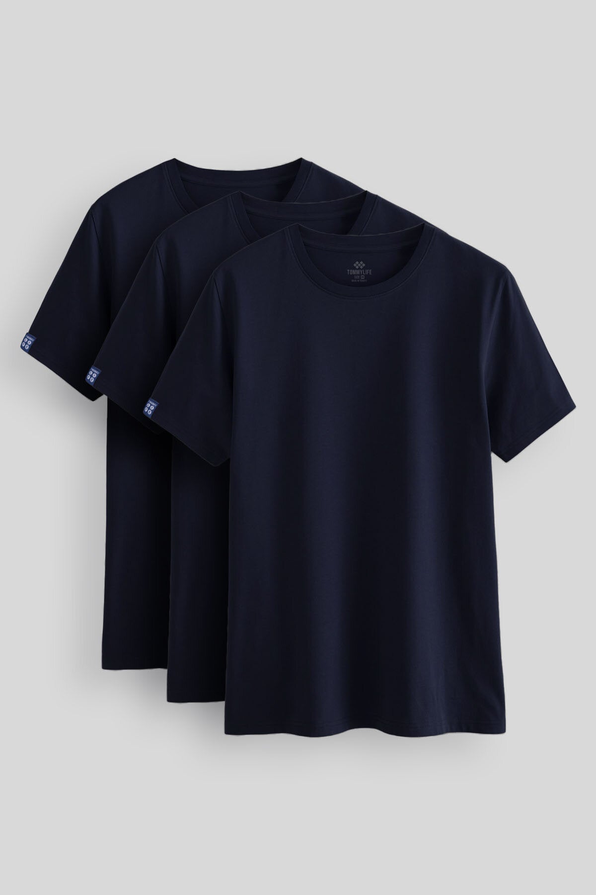 Standart Fit Basic O Yaka 3'lü Paket Lacivert Erkek T-Shirt 87911