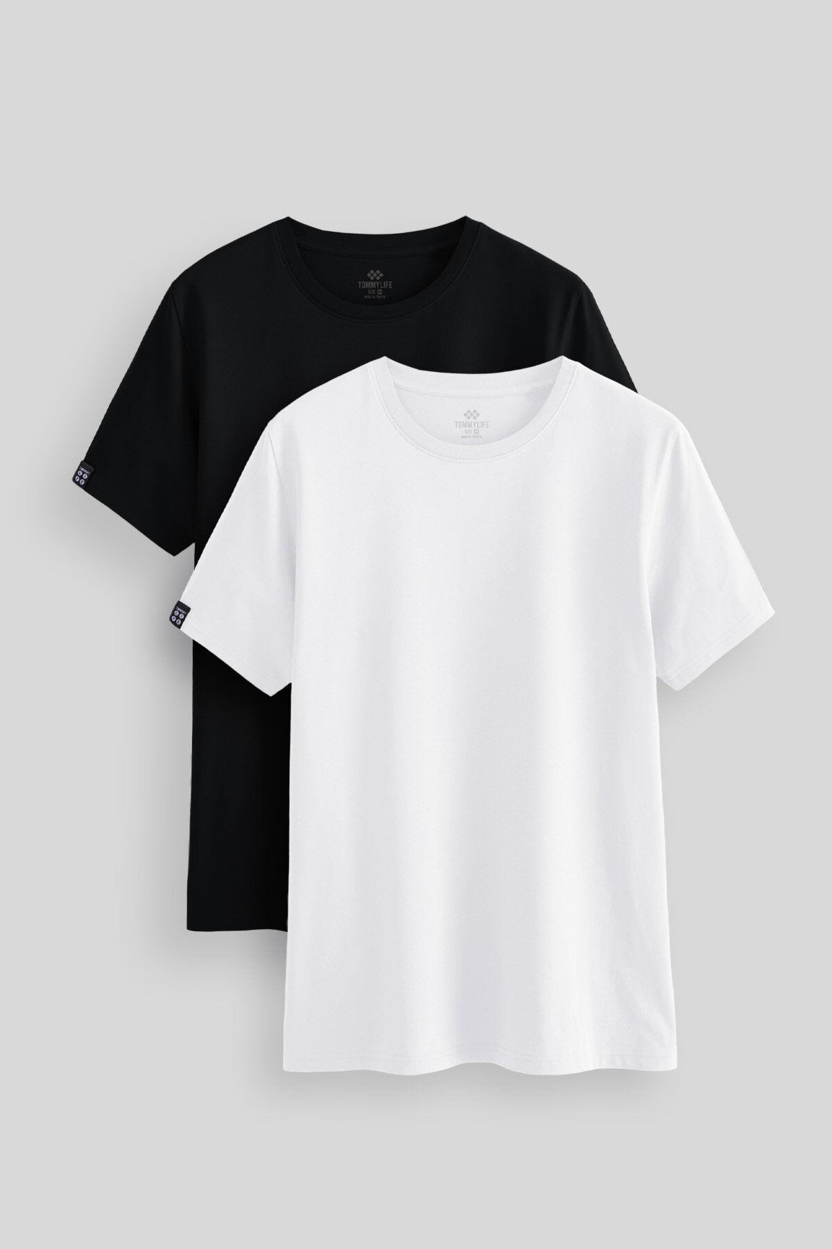 Standart Fit Basic O Yaka 2'li Paket Siyah-Beyaz Erkek T-Shirt - 87911