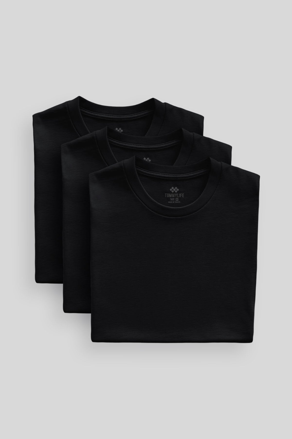 Standart Fit Basic O Yaka 3'lü Paket Siyah Erkek T-Shirt 87911