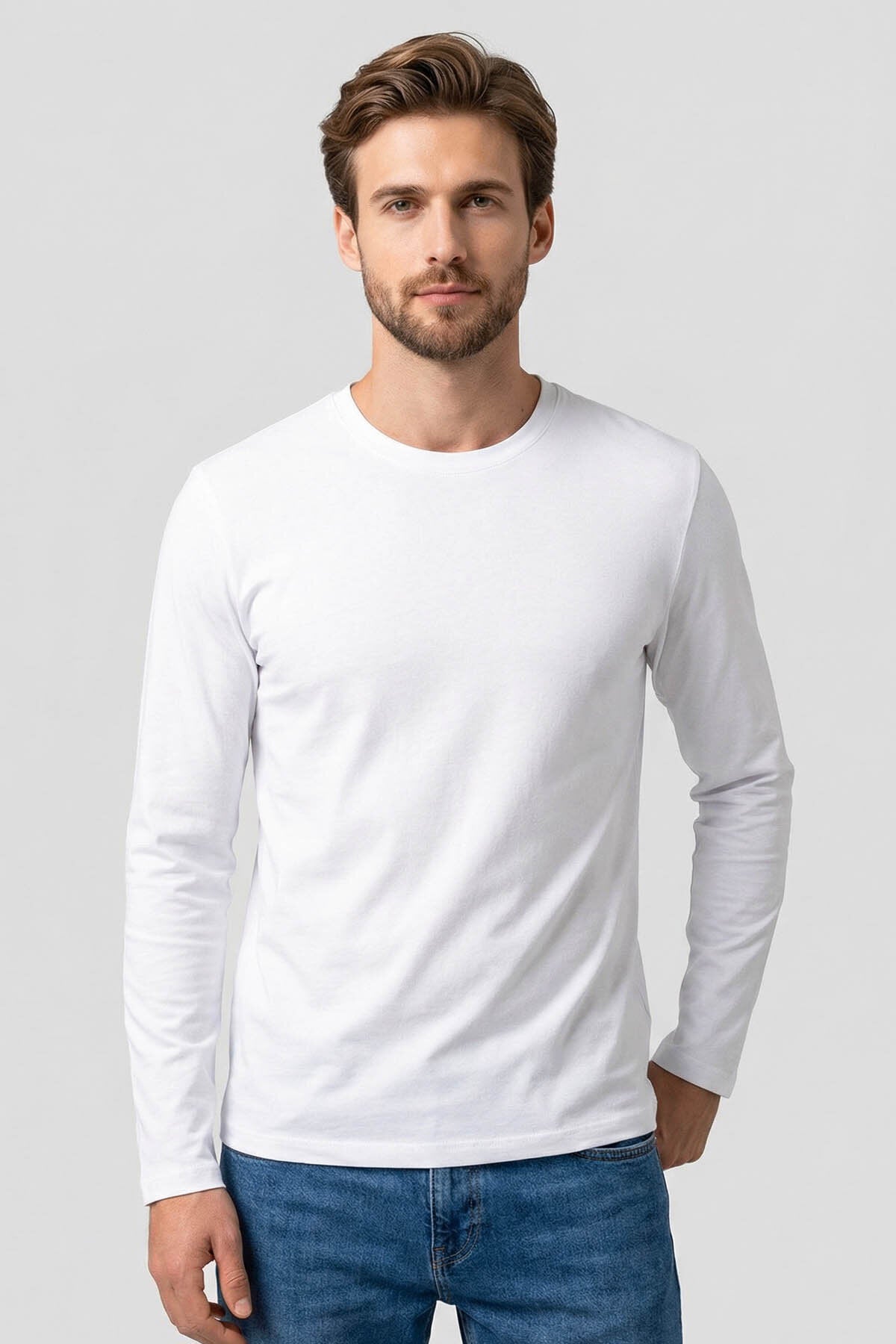 Standart Fit Basic O Yaka 3'lü Paket Siyah-Beyaz-Gri Melanj Erkek T-Shirt - 87997