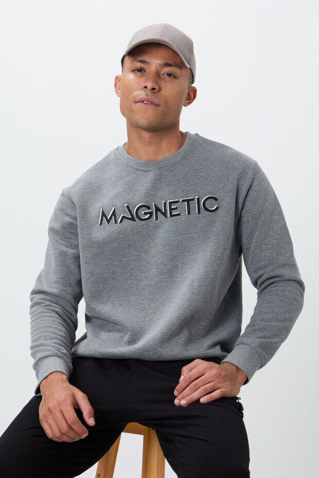 Rahat Form O Yaka 2'li Paket Siyah-Gri Melanj Erkek Sweatshirt - 88020