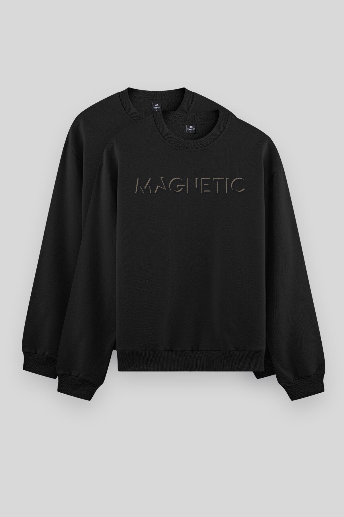 Rahat Form O Yaka 2'li Paket Siyah Erkek Sweatshirt - 88020