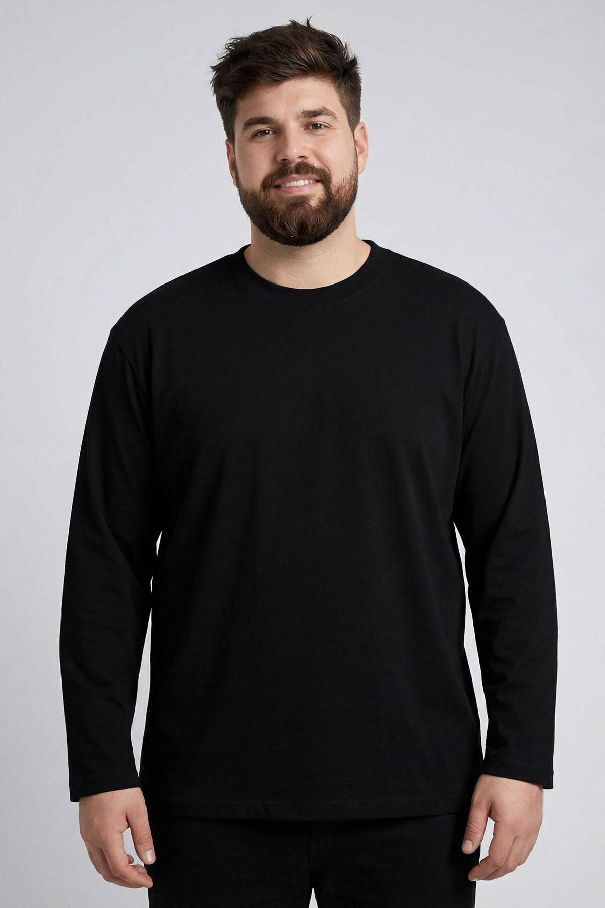 Basic O Yaka Büyük Beden 3'lü Paket Siyah Erkek T-Shirt - 88107