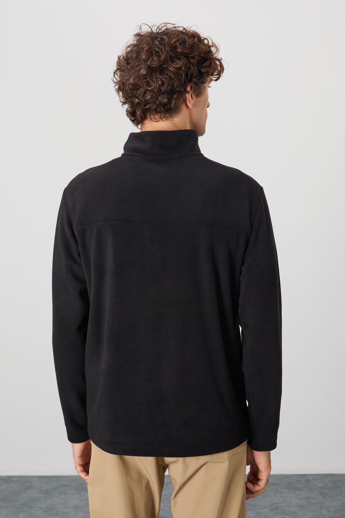 Standart Kalıp Dik Yaka 2'li Paket Siyah-Çağla Erkek Polar Sweatshirt - 88310